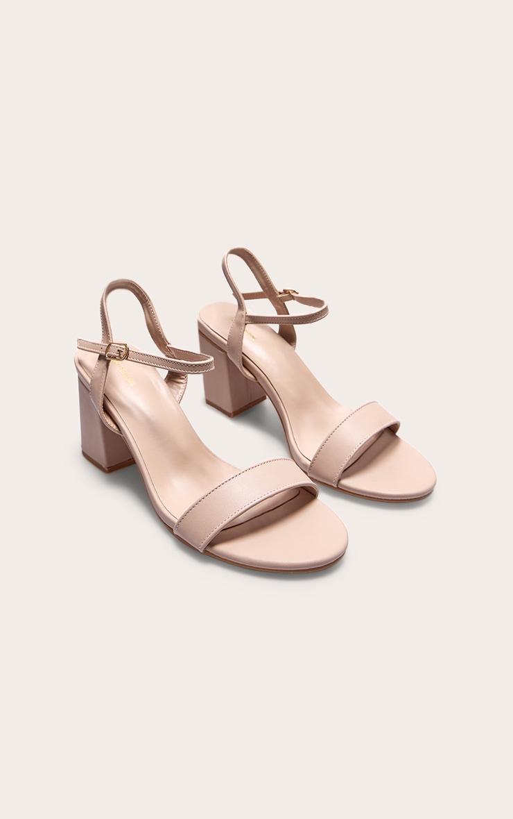 Nude PU Basic Strap Detail Low Heeled Sandals Product Image