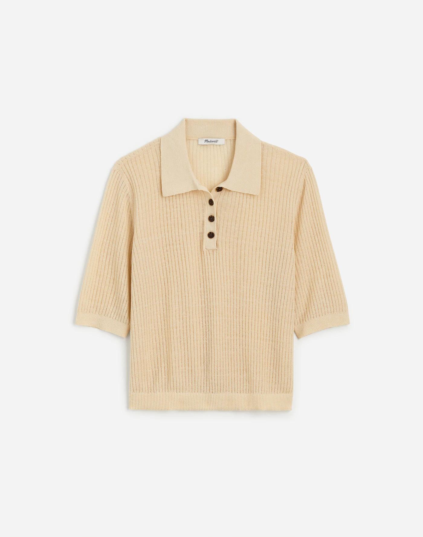 Short-Sleeve Polo Sweater Tee Product Image