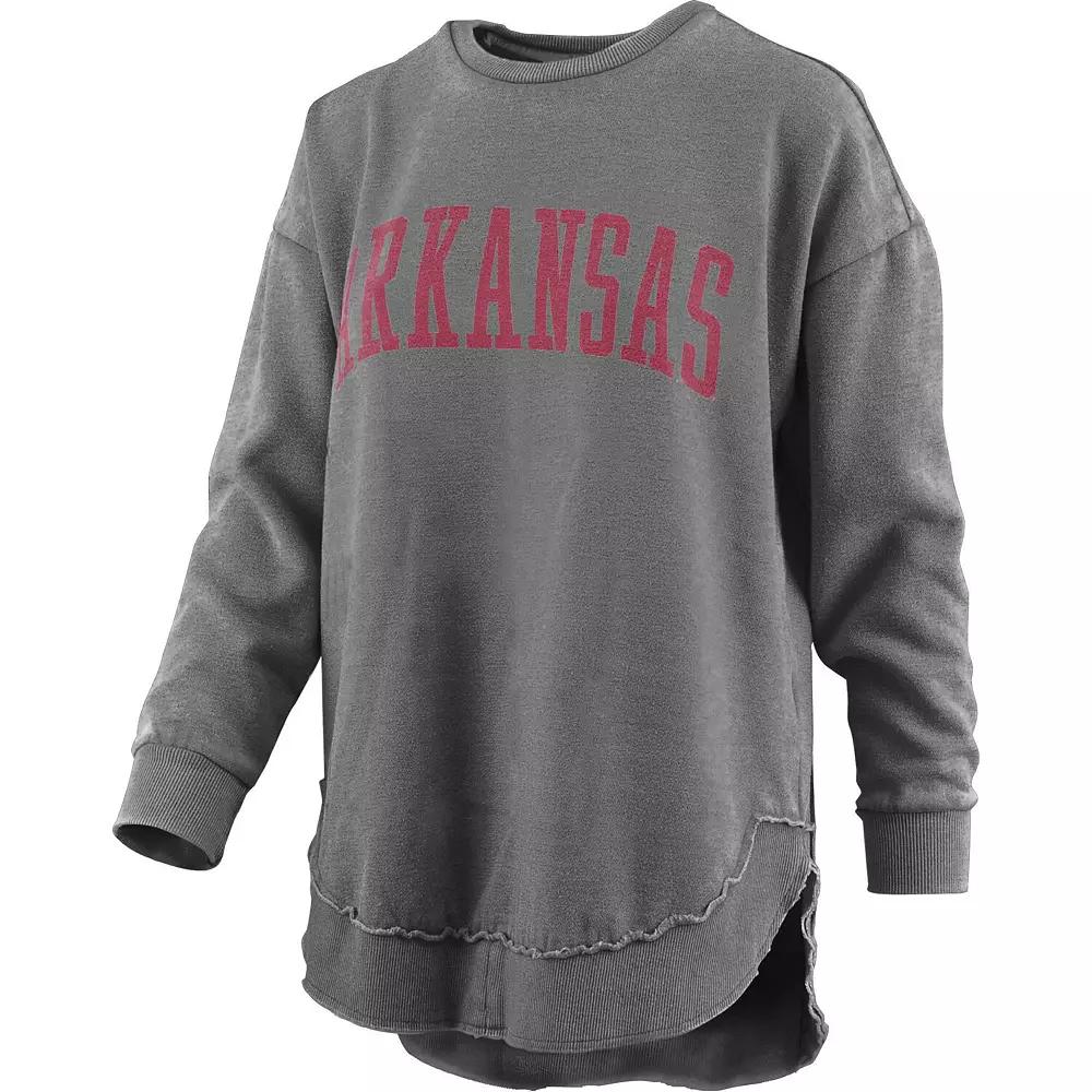 Women's Pressbox Black Arkansas Razorbacks Vintage Wash Pullover Sweatshirt,  Product Image