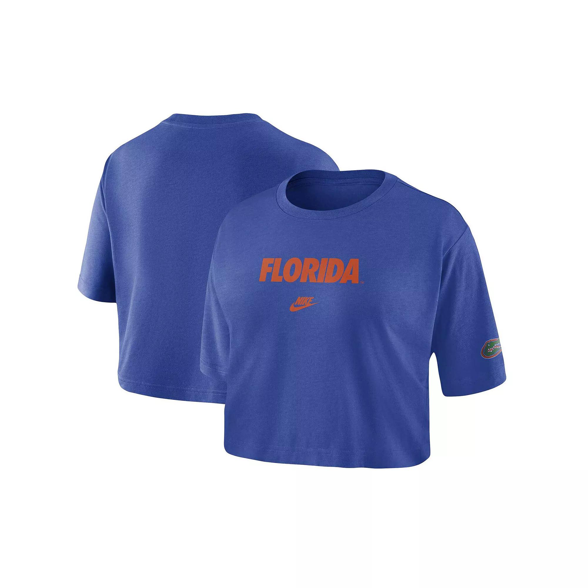 Women's Nike Royal Florida Gators Wordmark Cropped T-Shirt,  Product Image