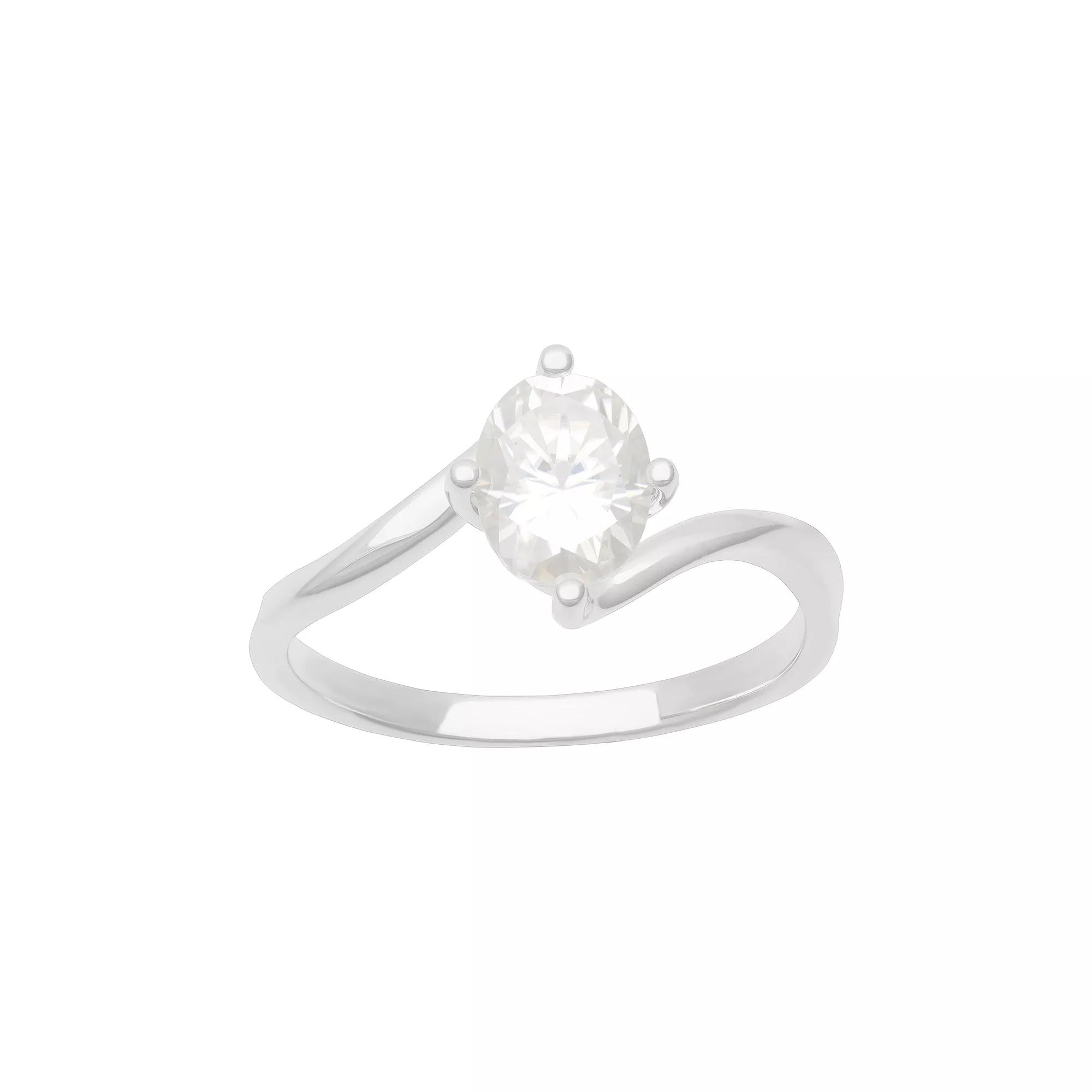 Women's Love Always Sterling Silver 1 3/8 Carat T.G.W. Oval-Cut Moissanite Twist-Shank Engagement Ring,  Product Image