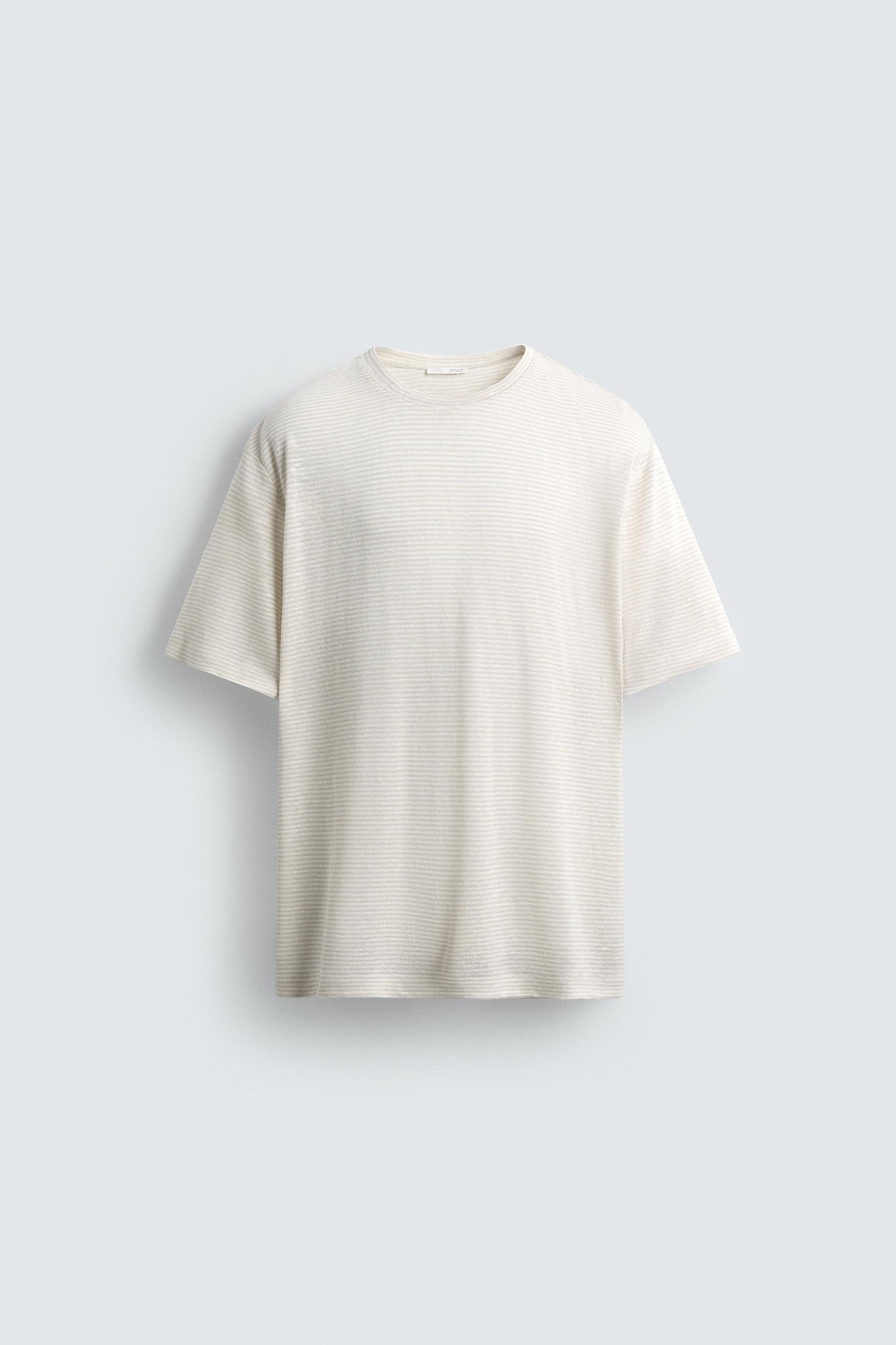 HEMP-VISCOSE STRIPED T-SHIRT Product Image