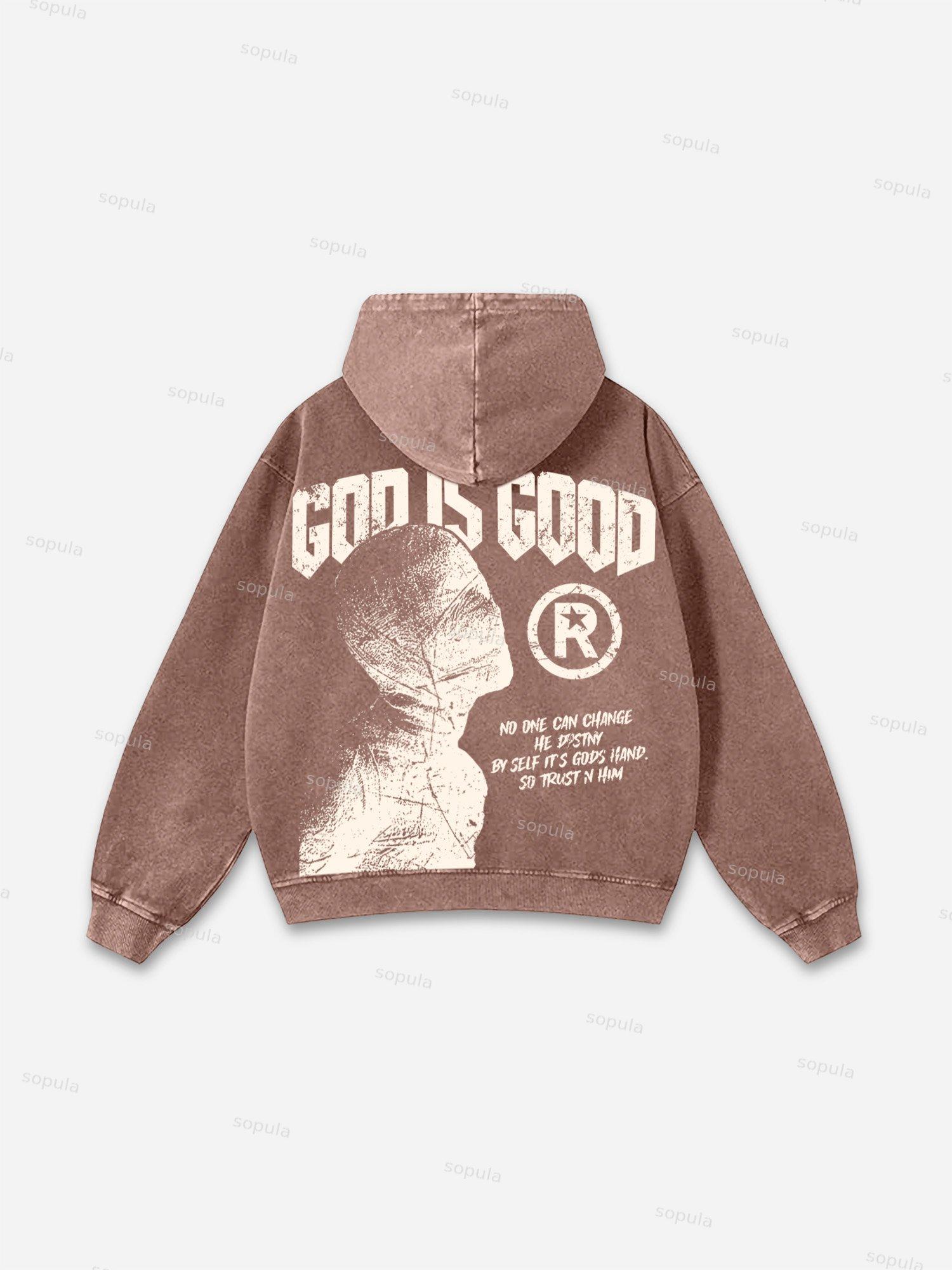 God Is Good - Vintage Destiny Mummy Graphic Acid Wash Hoodie Product Image