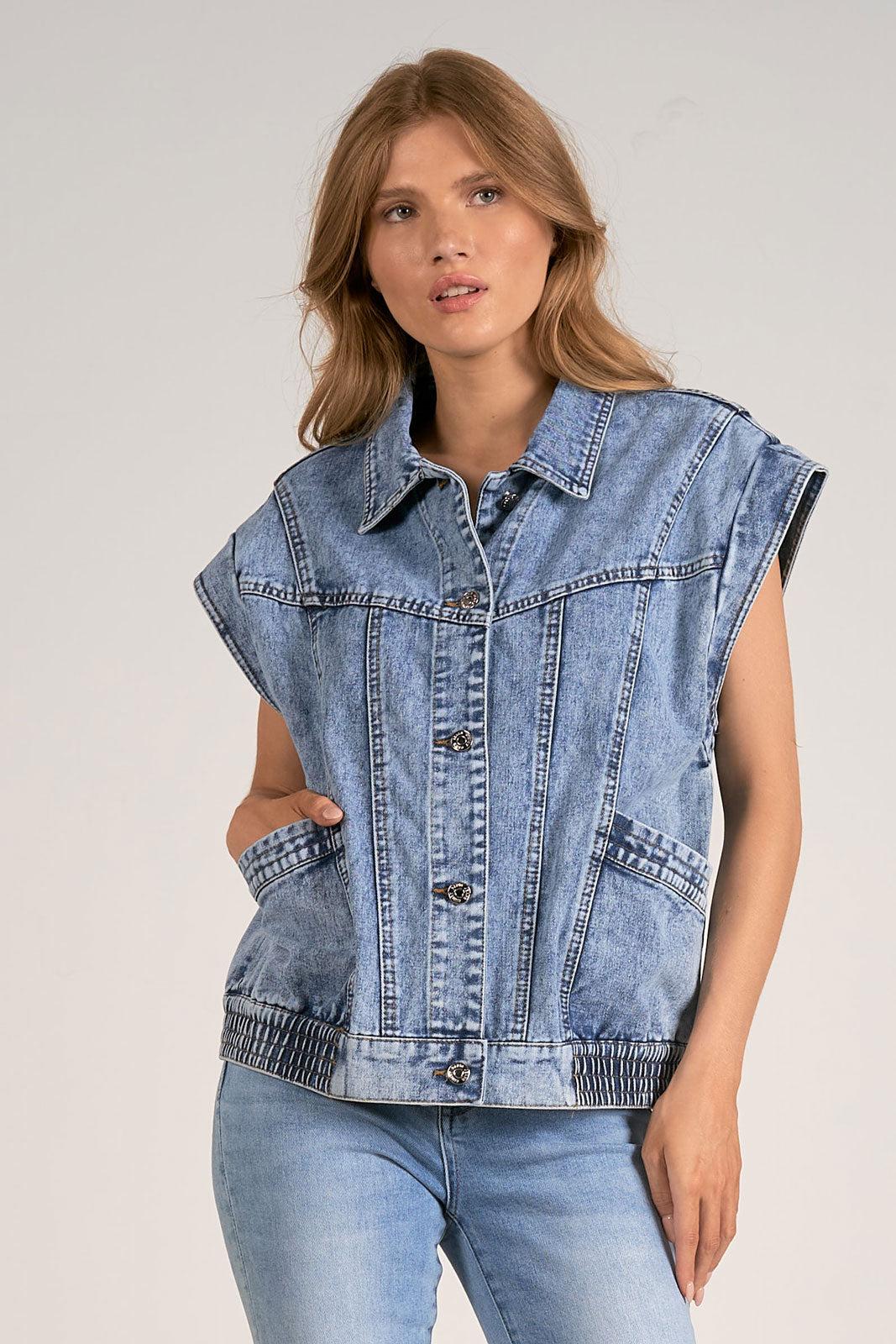 Denim Button Up Vest Product Image