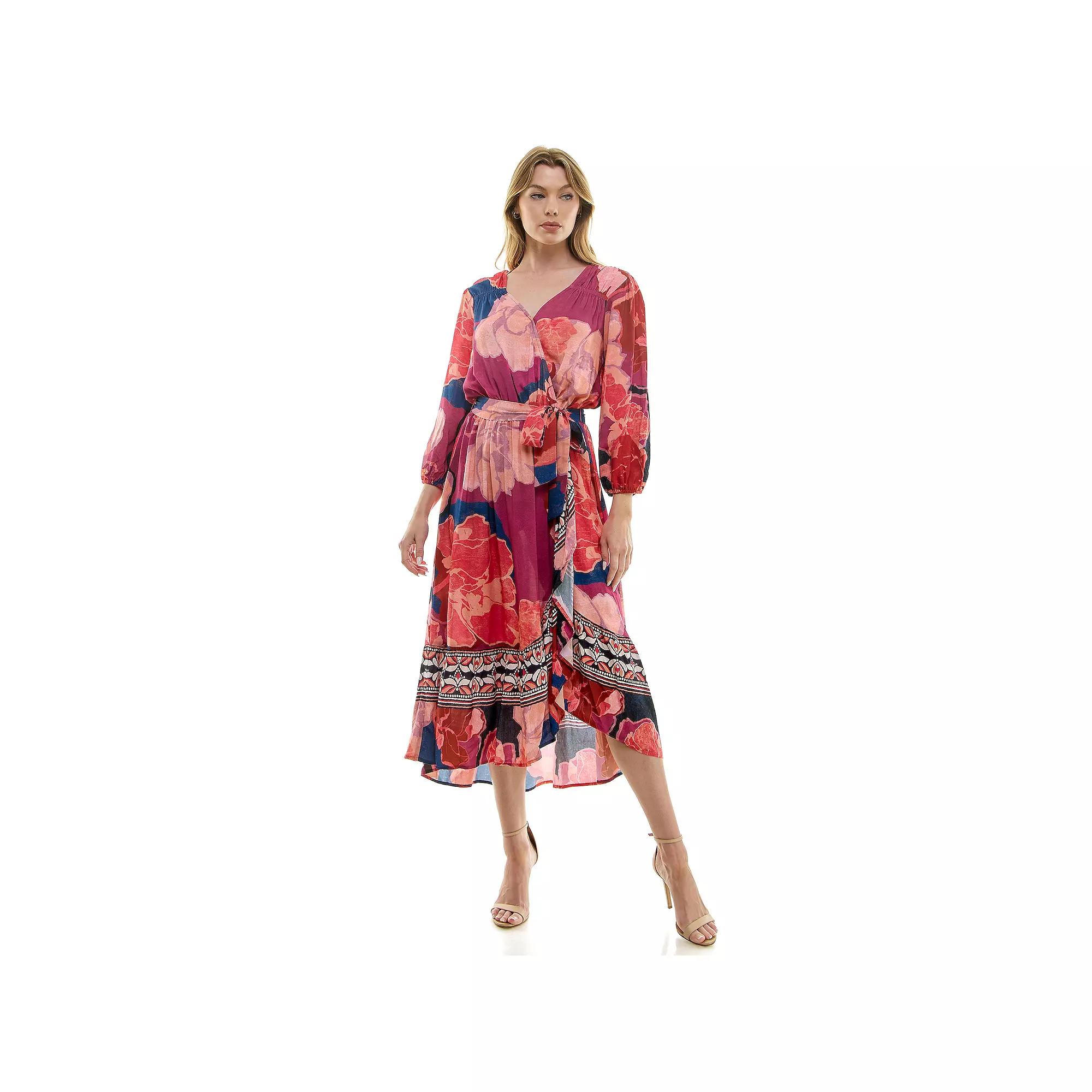 Women's Figueroa & Flower Belted Faux Wrap Maxi Dress,  Product Image