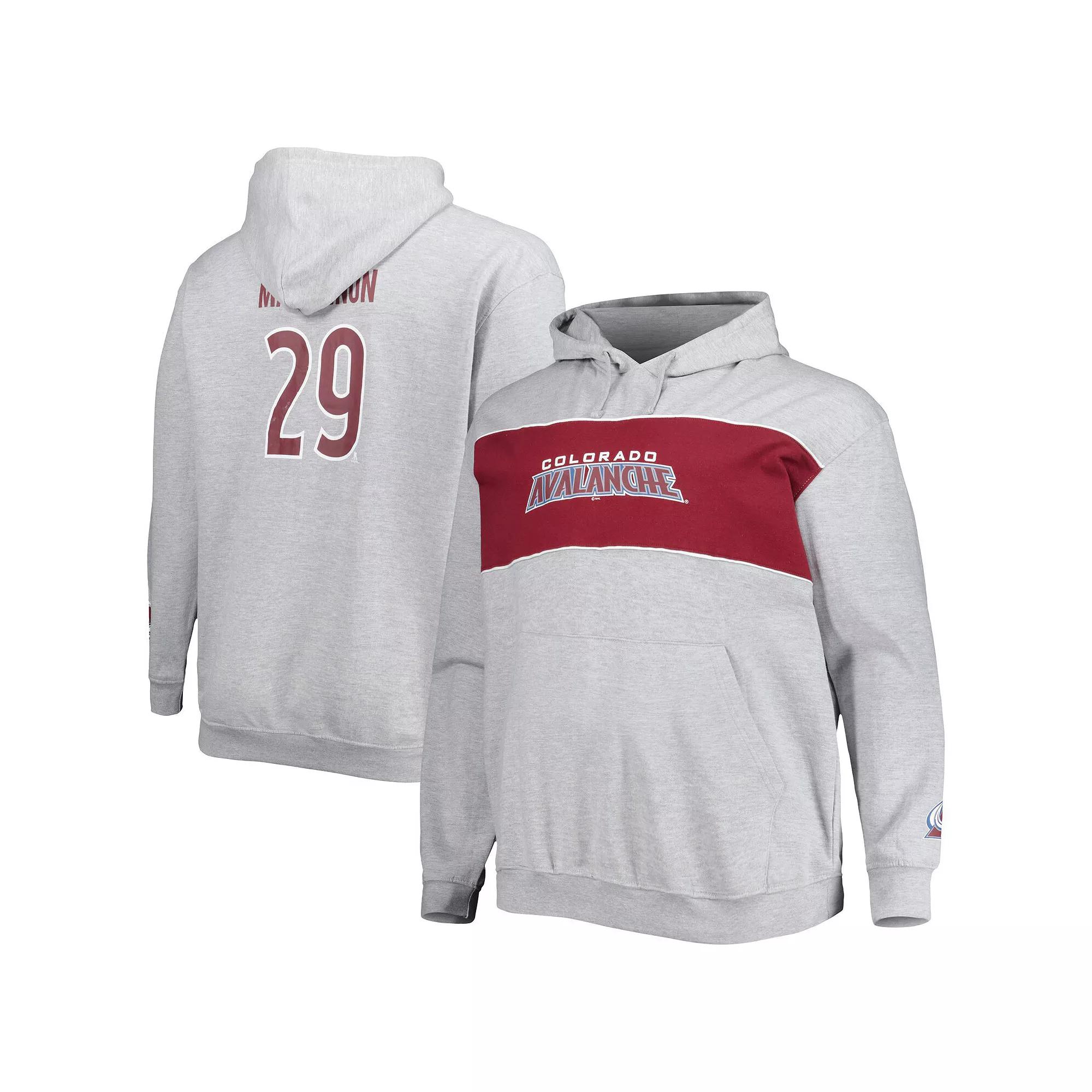 Men's Nathan MacKinnon Heather Gray Colorado Avalanche Big & Tall Player Pullover Hoodie,  Product Image