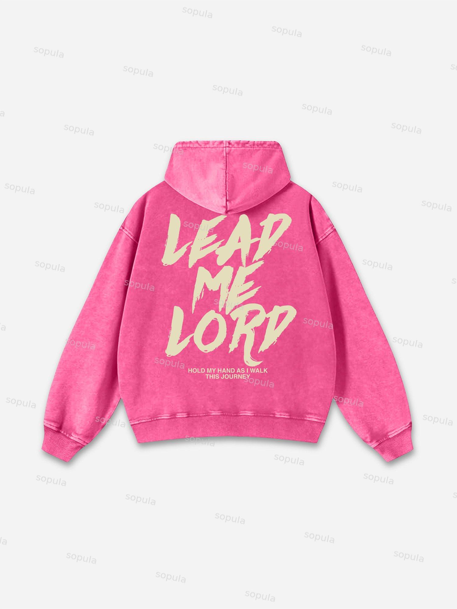 Sopula Lead Me Lord Slogan Graphic Washed Hoodie Product Image