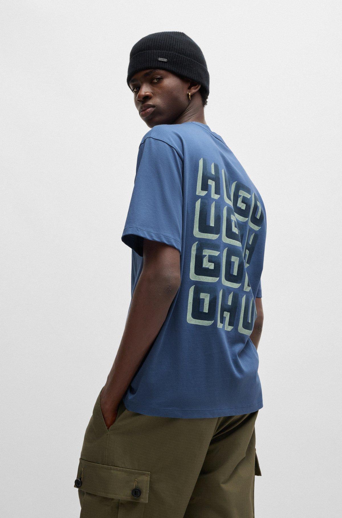 Relaxed-fit T-shirt in cotton with large rear logos Product Image