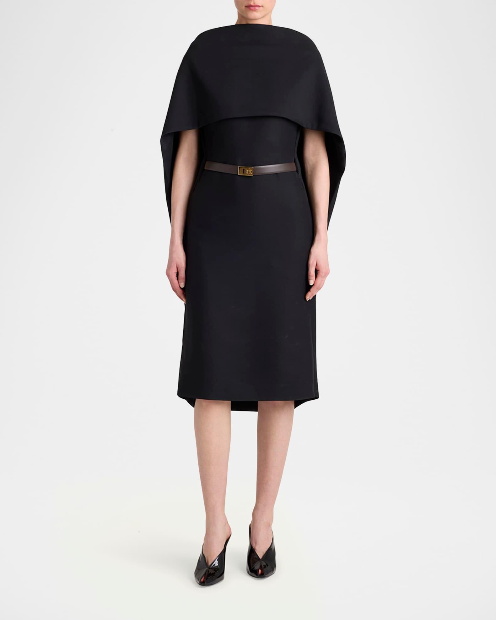 V-Back Cape Midi Dress Product Image