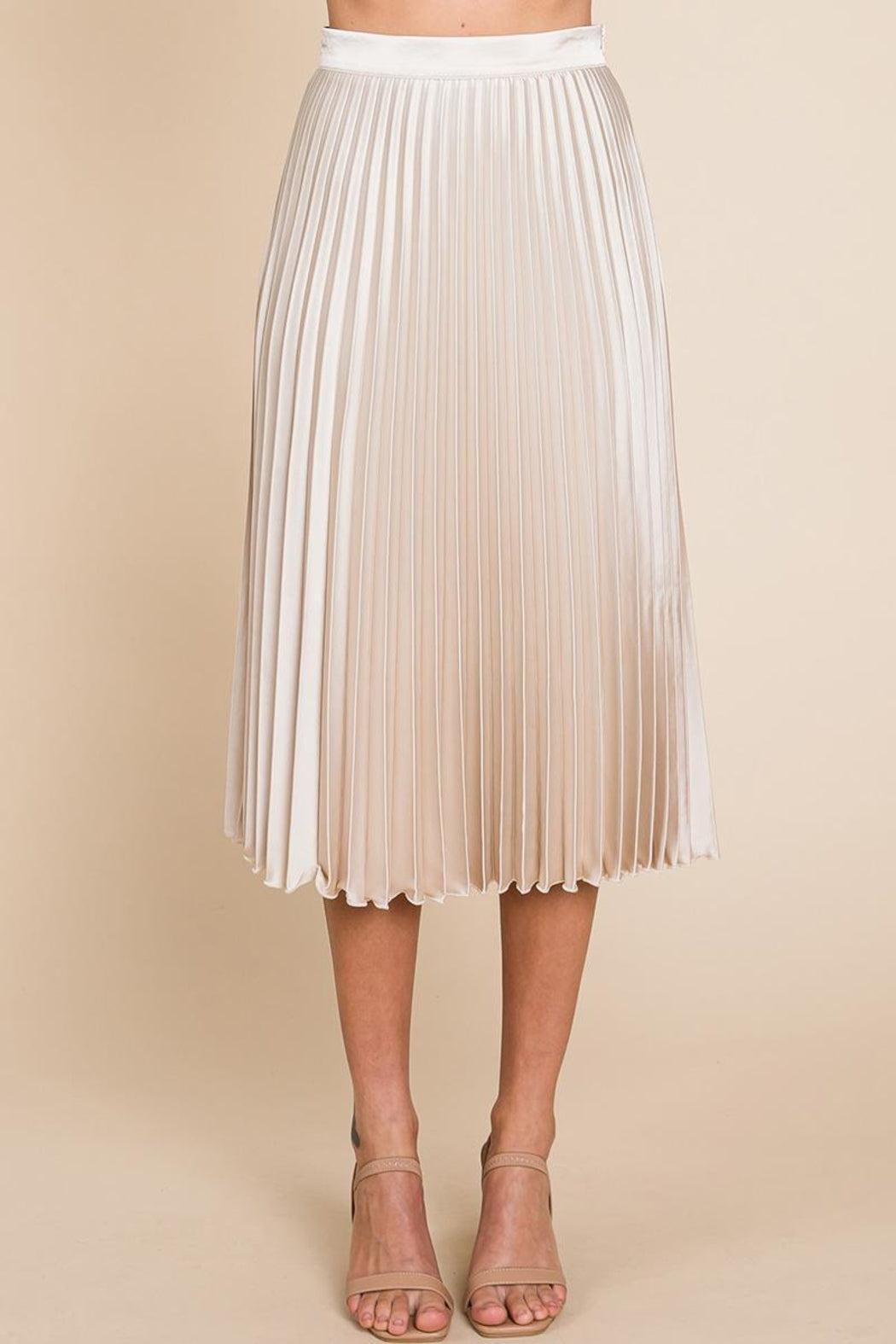 High Waisted Pleated Midi Skirt Product Image