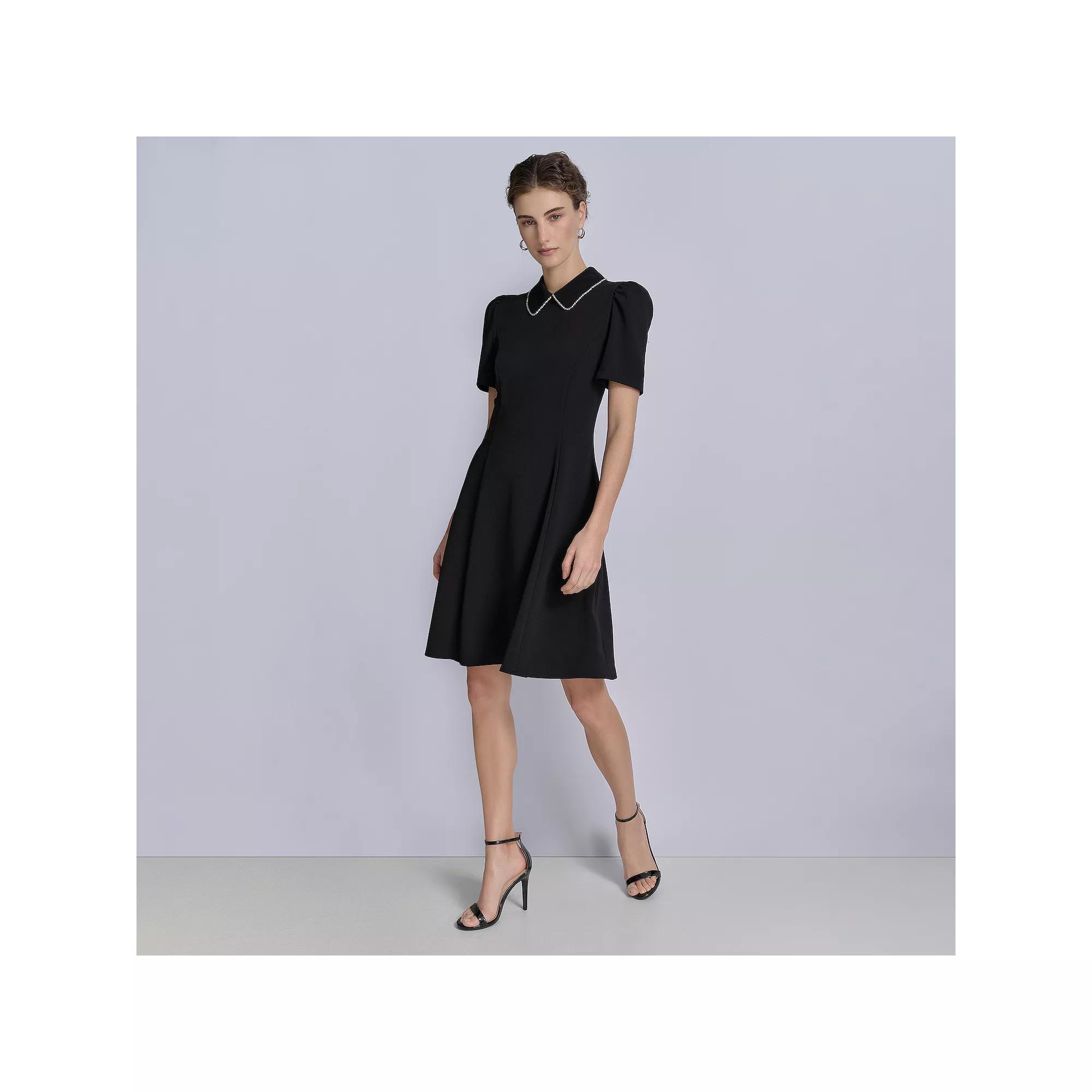 Women's La Nouvelle Renaissance Embellished Collar Fit & Flare Dress, Size: 6, Black Product Image