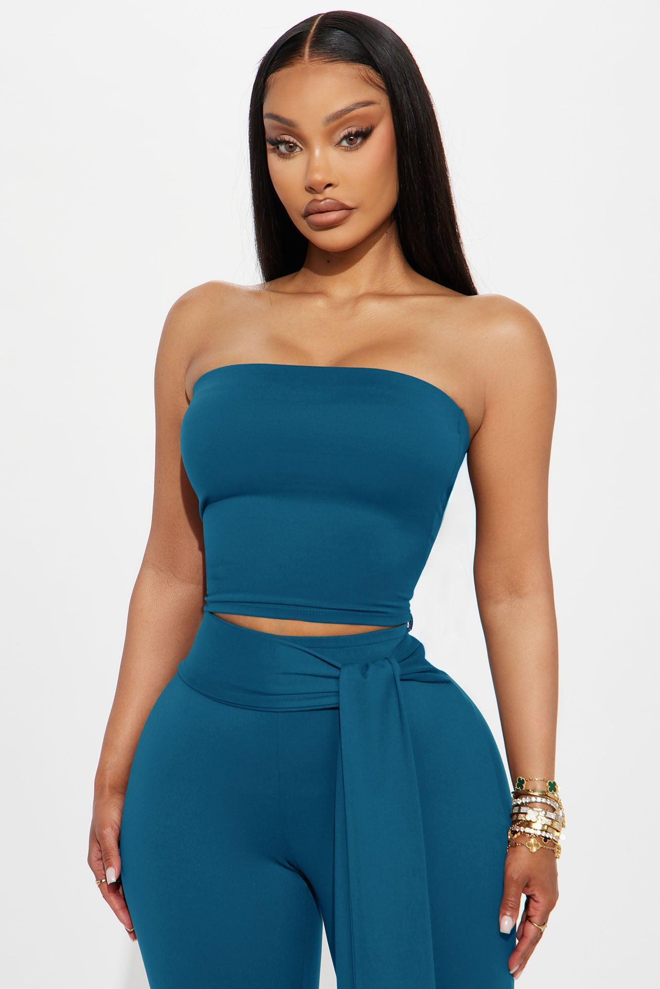 Knot Your Babe Capri Set - Teal Female Product Image