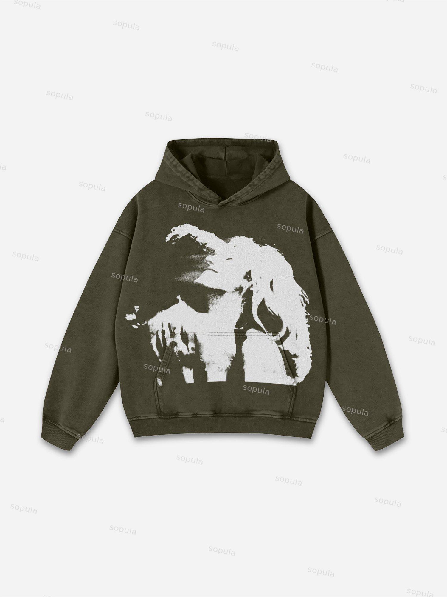 Vintage Spider Graphic Acid Washed Oversized Hoodie Product Image