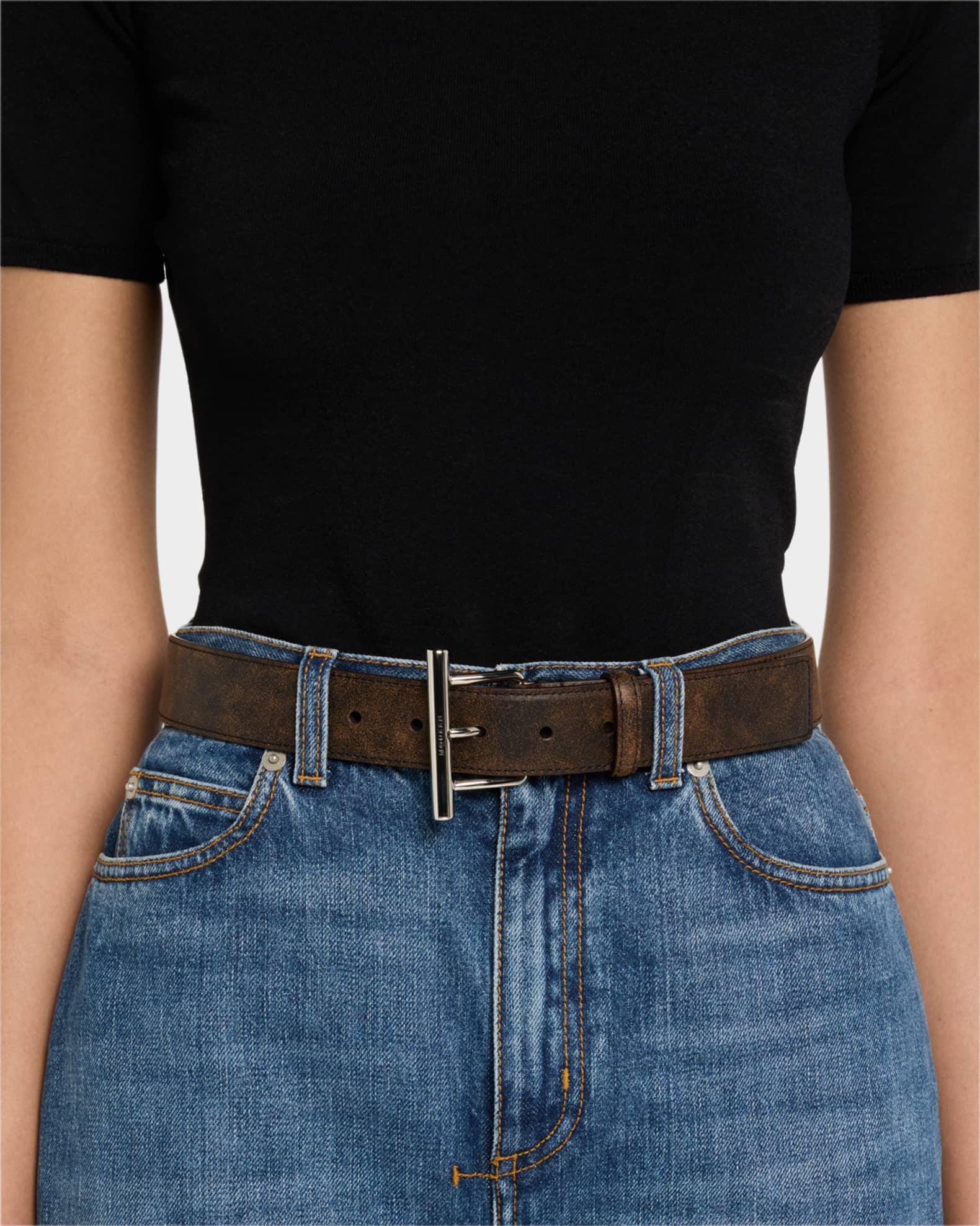 T-Bar Skinny Leather Belt Product Image