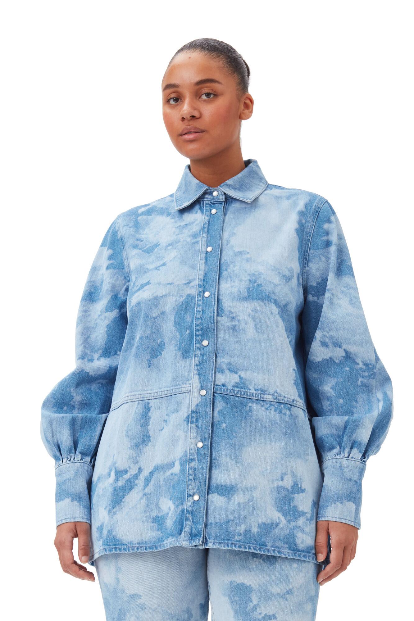 Blue Bleach Denim Shirt Product Image