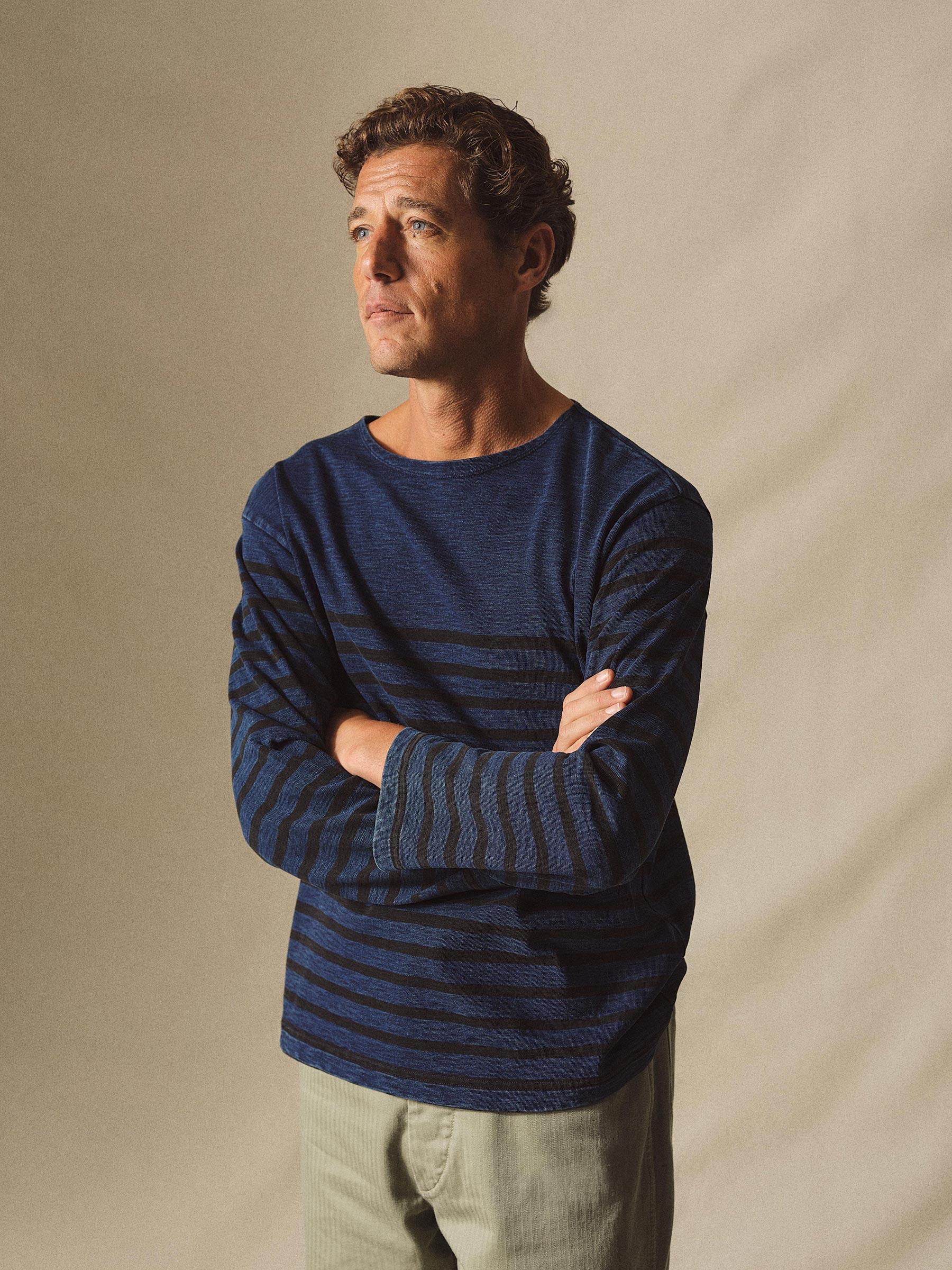 Indigo Engineer Stripe Field-Spec Deck Tee Product Image