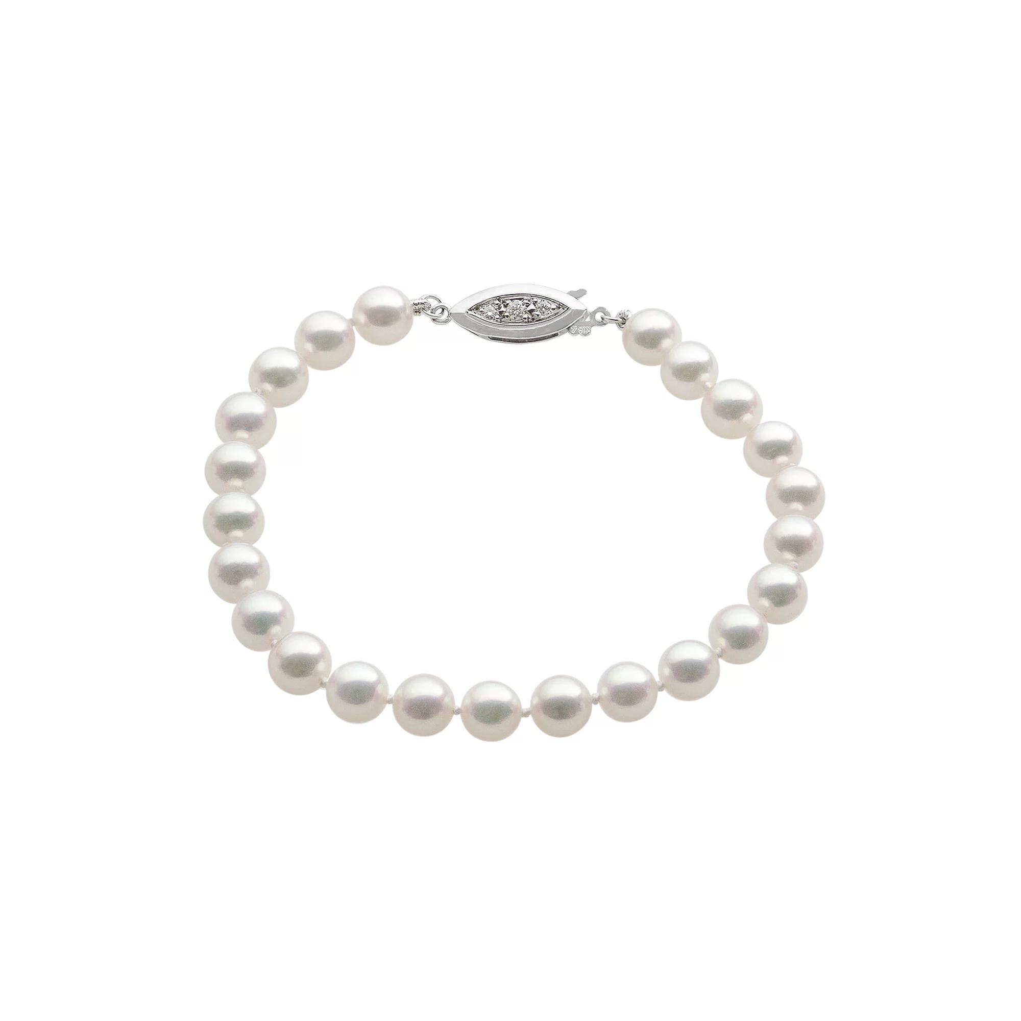 PearLustre by Imperial 18k White Gold AAA Akoya Cultured Pearl Bracelet (6.5-7 mm), Women's,  Product Image