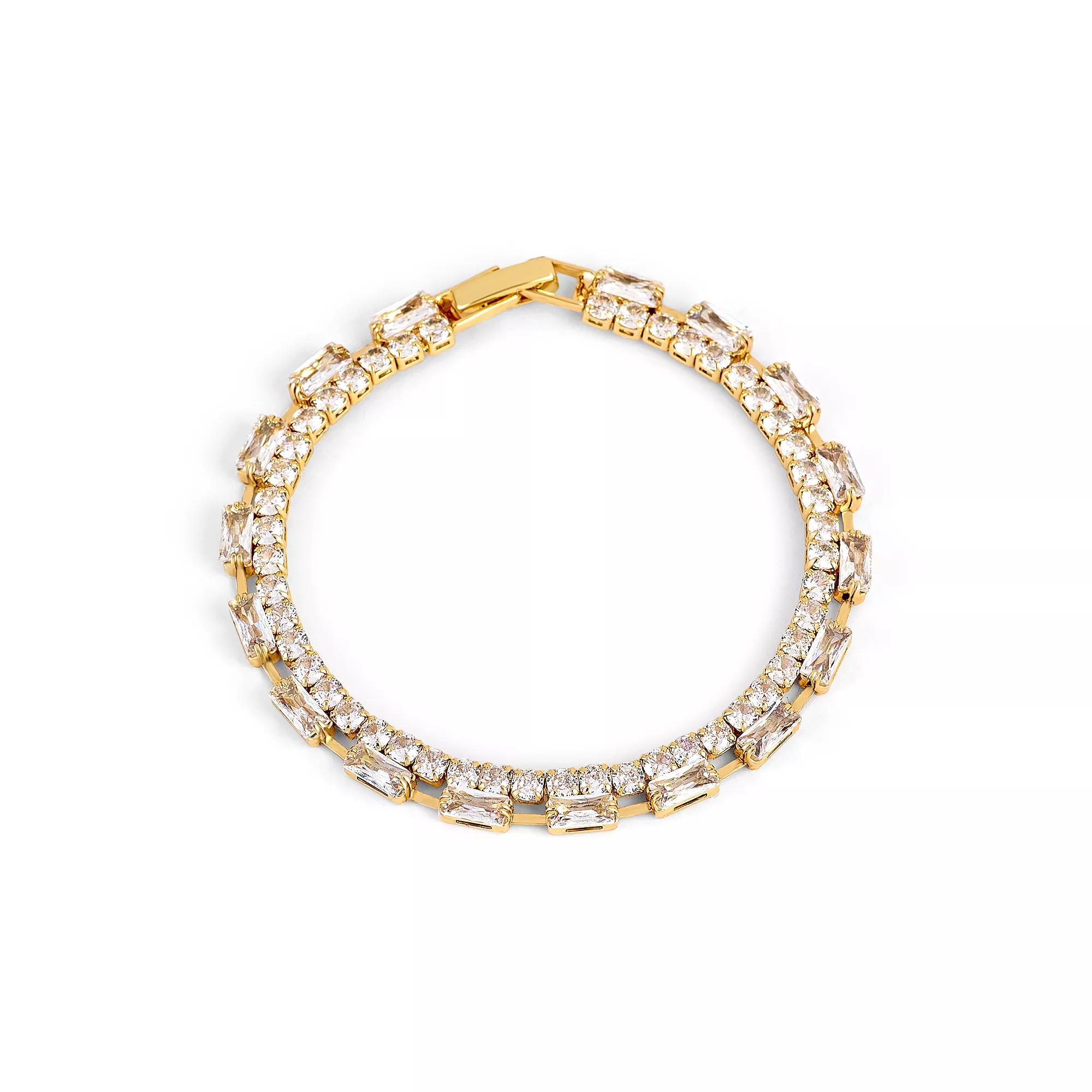 Danecraft Gold Tone Cubic Zirconia Tennis Bracelet, Women's, Size: 7" Product Image