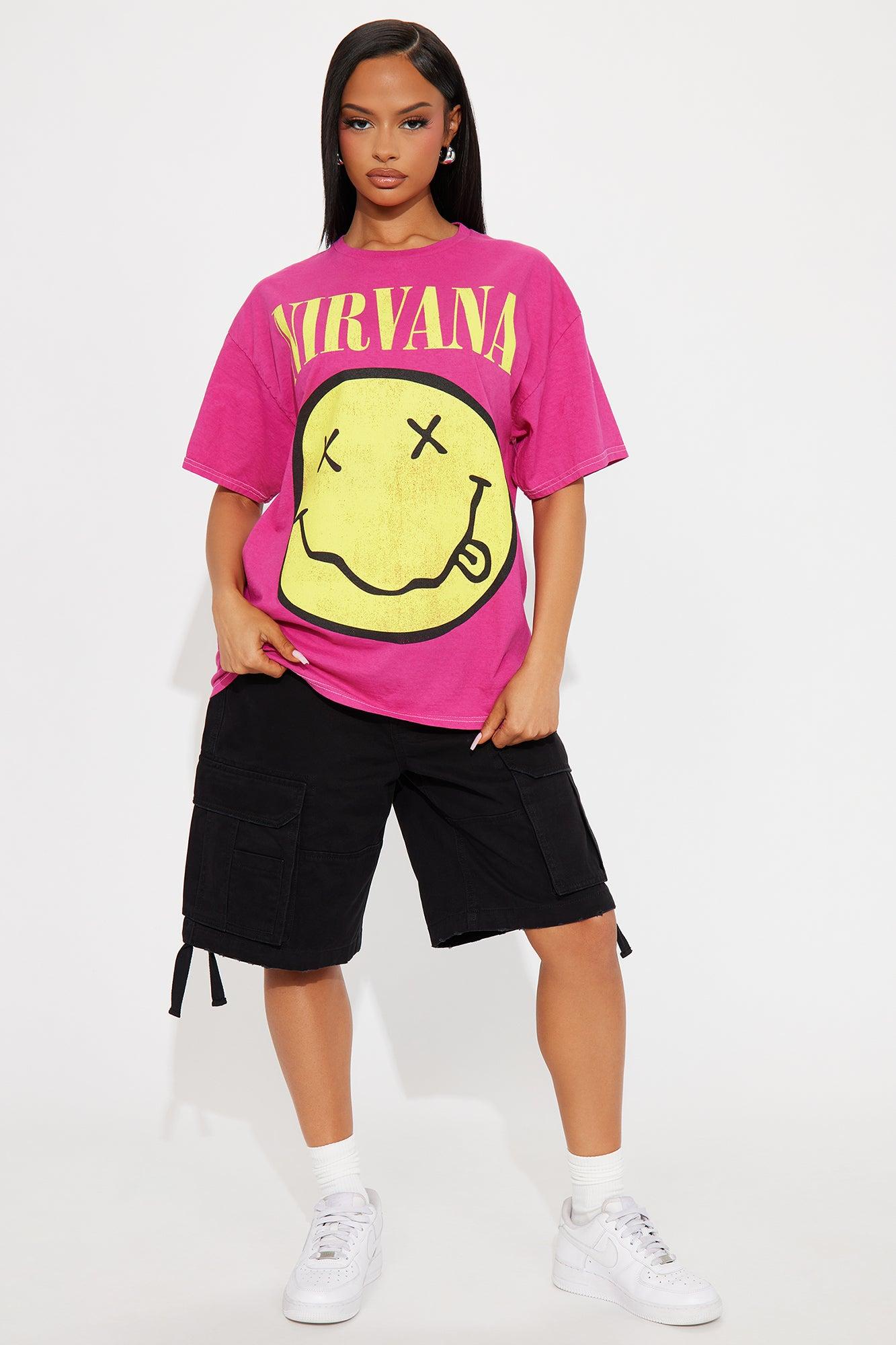Nirvana Smiles Washed Oversized Tee - Purple Product Image