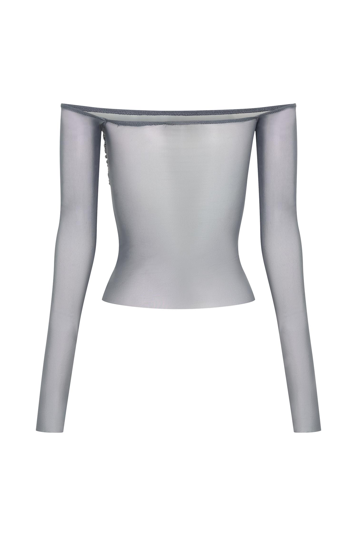 Garcelle Diamante Off Shoulder Top - Gunmetal Product Image