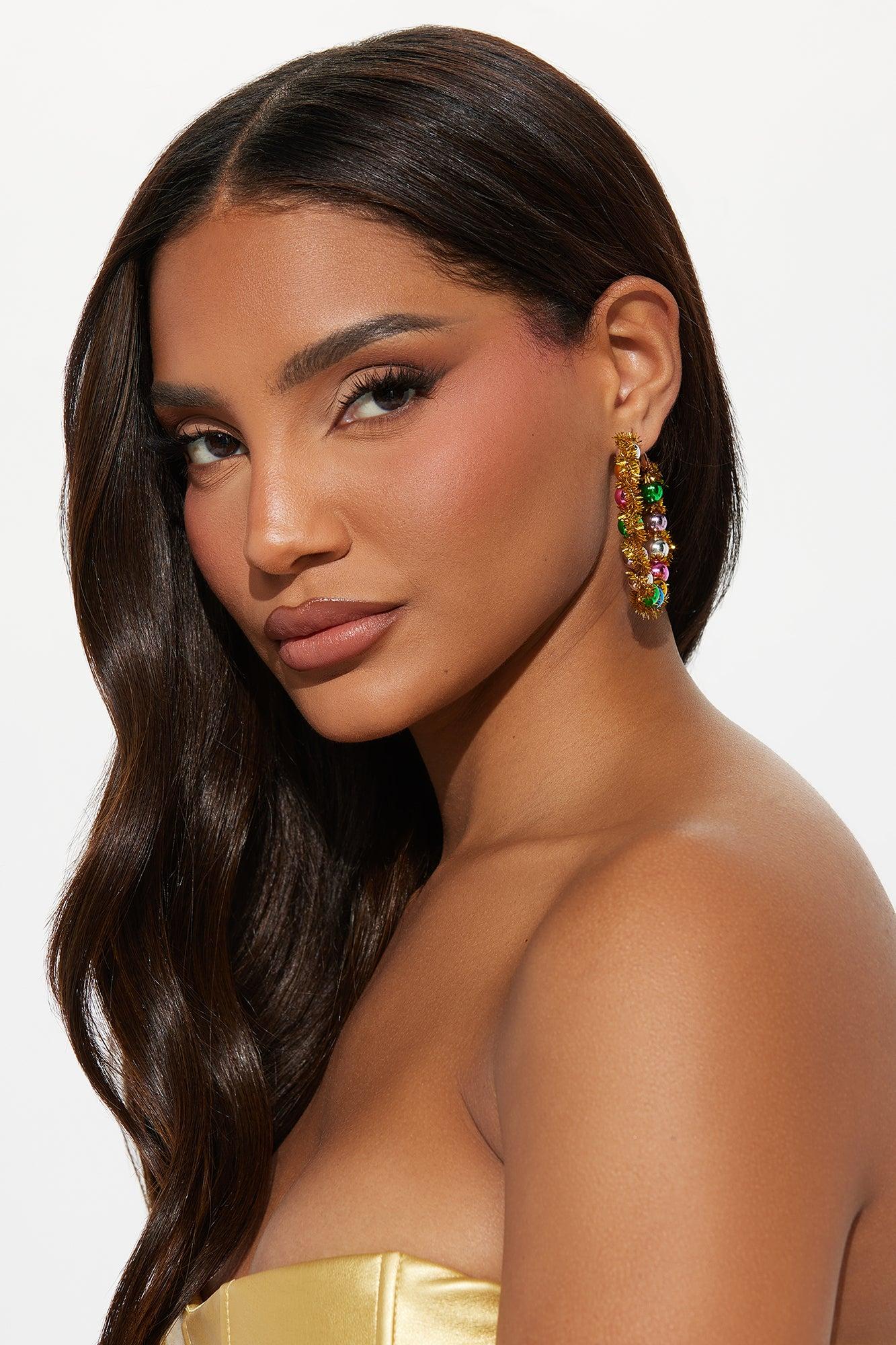 Jingle Bell Rocking Hoop Earrings - Multi Color Product Image