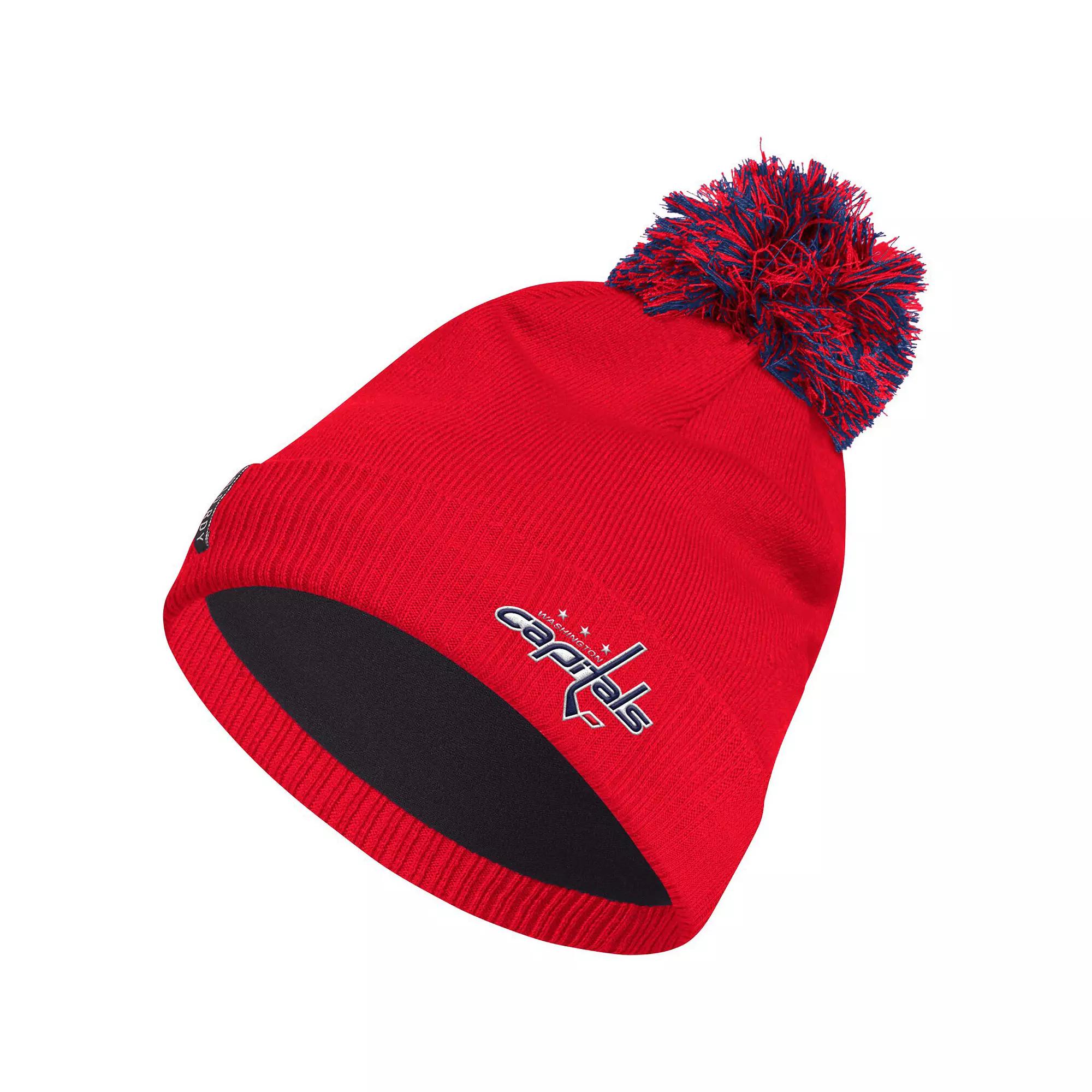 Men's adidas Red Washington Capitals COLD.RDY Cuffed Knit Hat with Pom Product Image