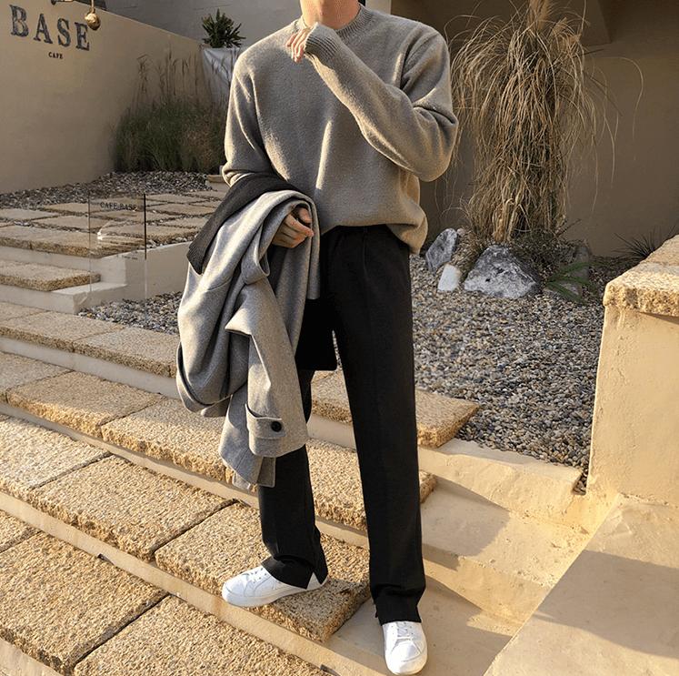 RT No. 3338 WOOLEN STRAIGHT WIDE DRAPE PANTS Product Image