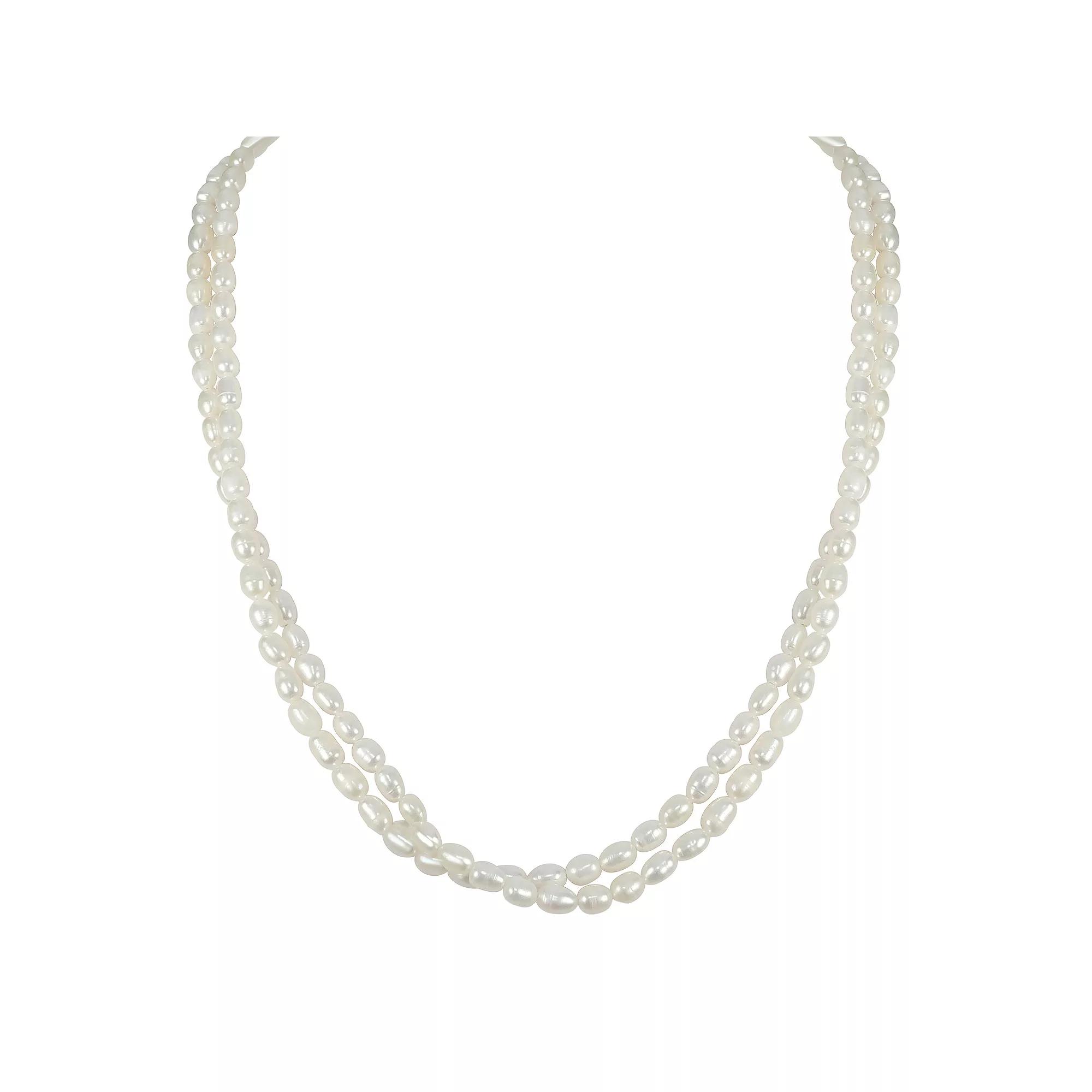 Gemistry Sterling Silver Freshwater Cultured Pearl Double Strand Necklace, Women's,  Product Image