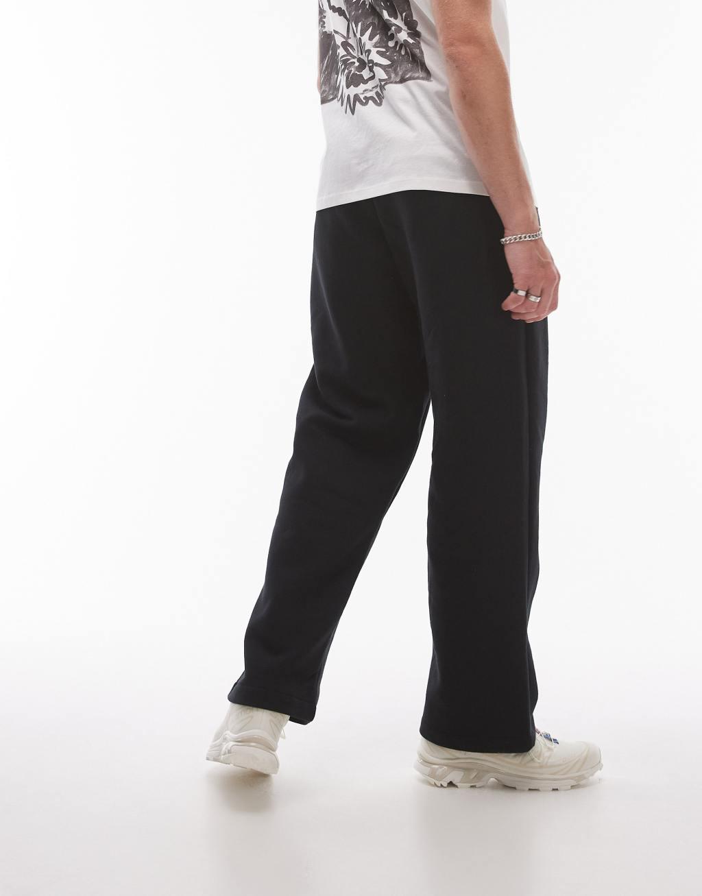 Topman straight leg sweatpants in black Product Image