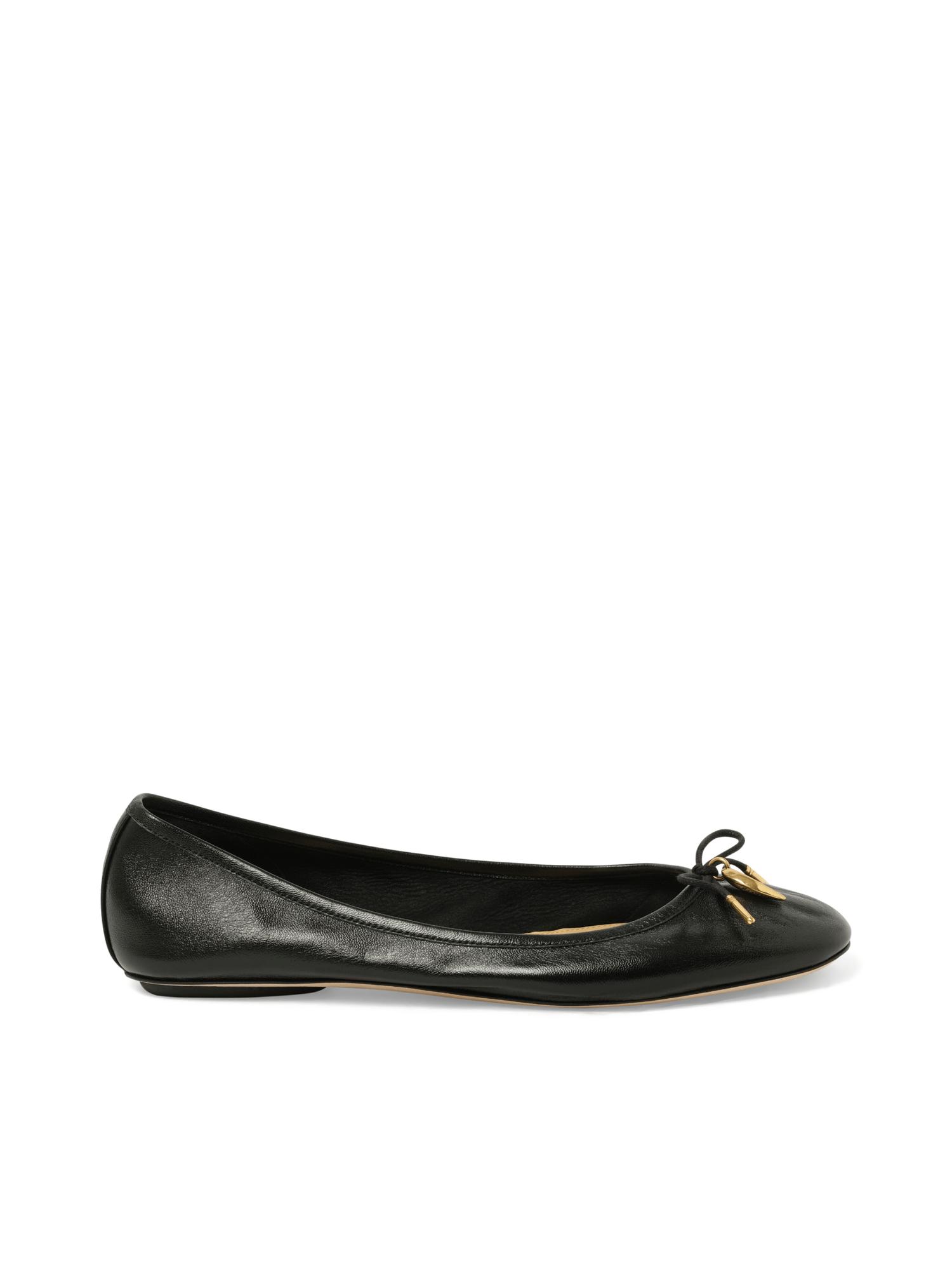 CHLOÉ Bow Detail Round Toe Flat Sole Ballerina Shoes In Black Product Image