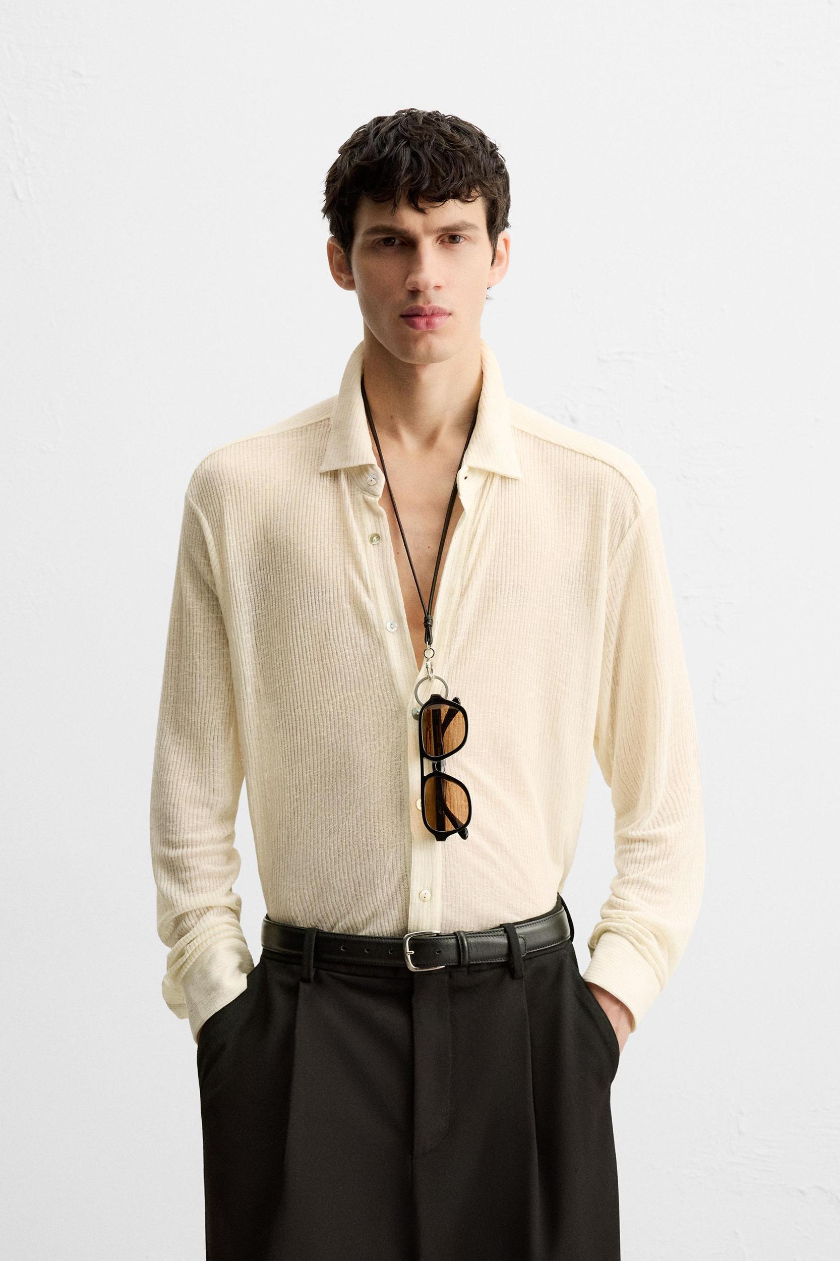 SEMI-SHEER TEXTURED SHIRT Product Image