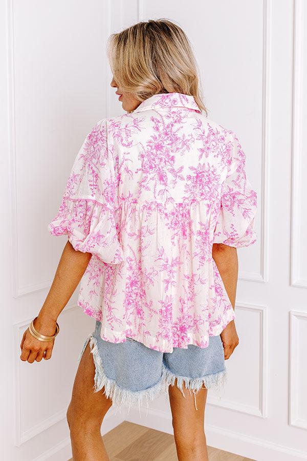 Boho Charm Floral Top in Pink Product Image