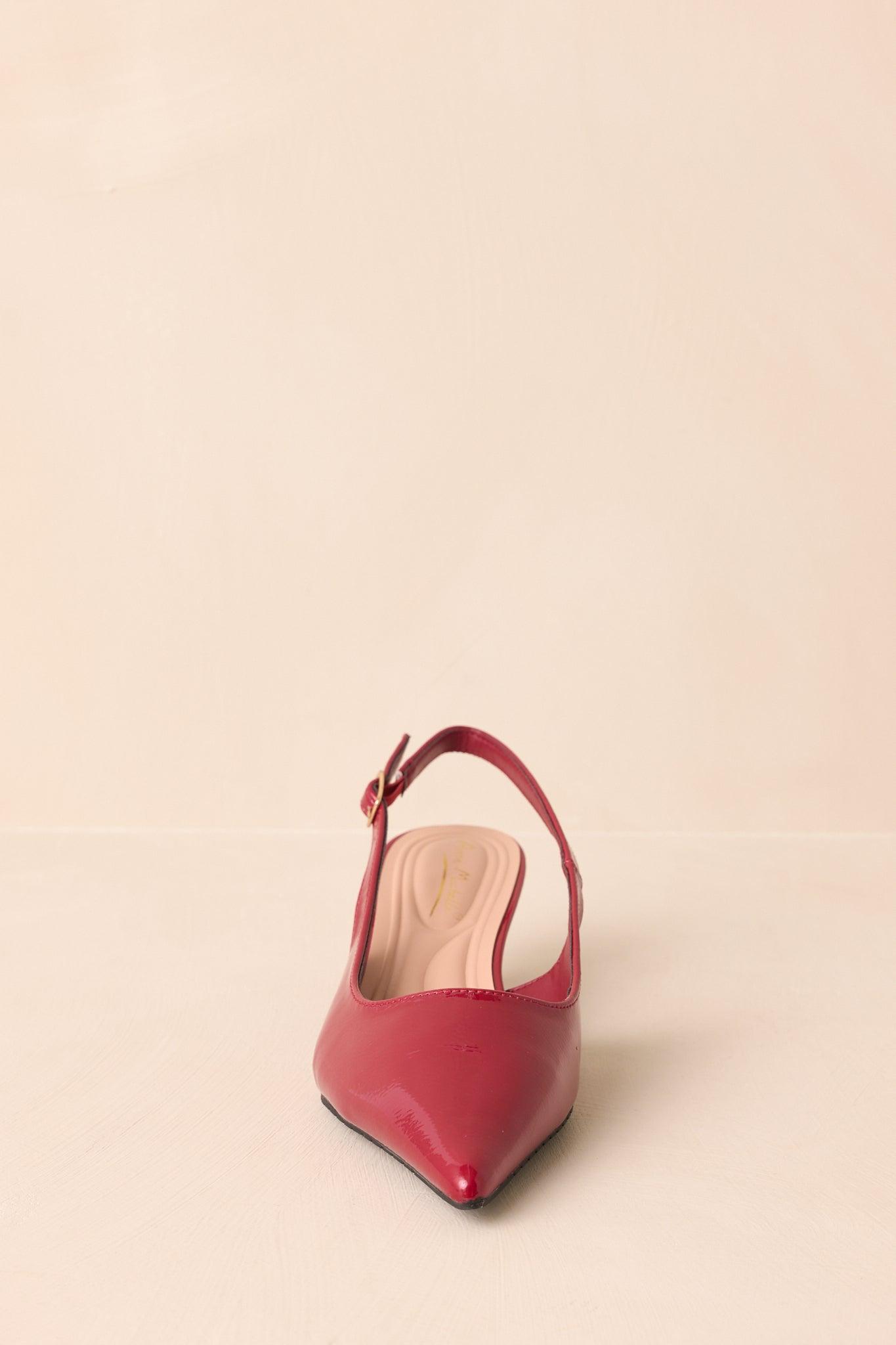 Meant To Be Me Red Patent Pointed-Toe Slingback Kitten Heels 6 / Red Product Image