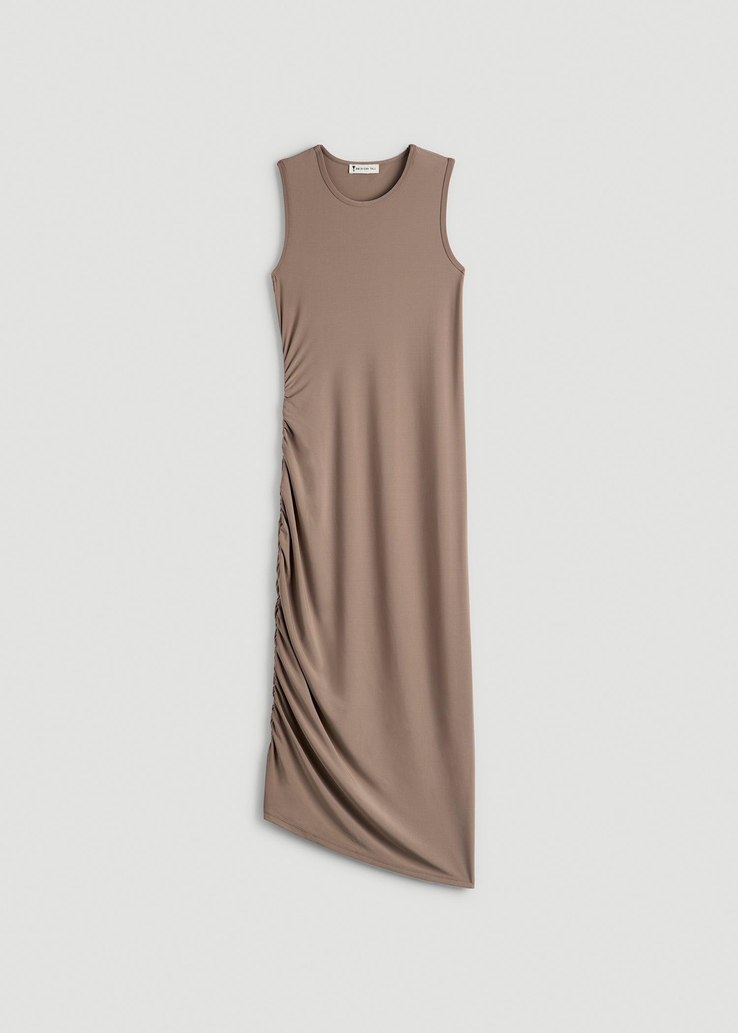 Ruched Jersey Midi Dress for Tall Women in Dark Sand Female Product Image