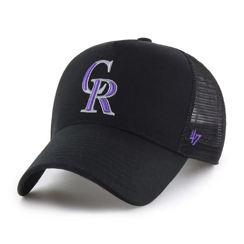 Men's '47 Black Colorado Rockies Ballpark Offside Adjustable Trucker Hat Product Image