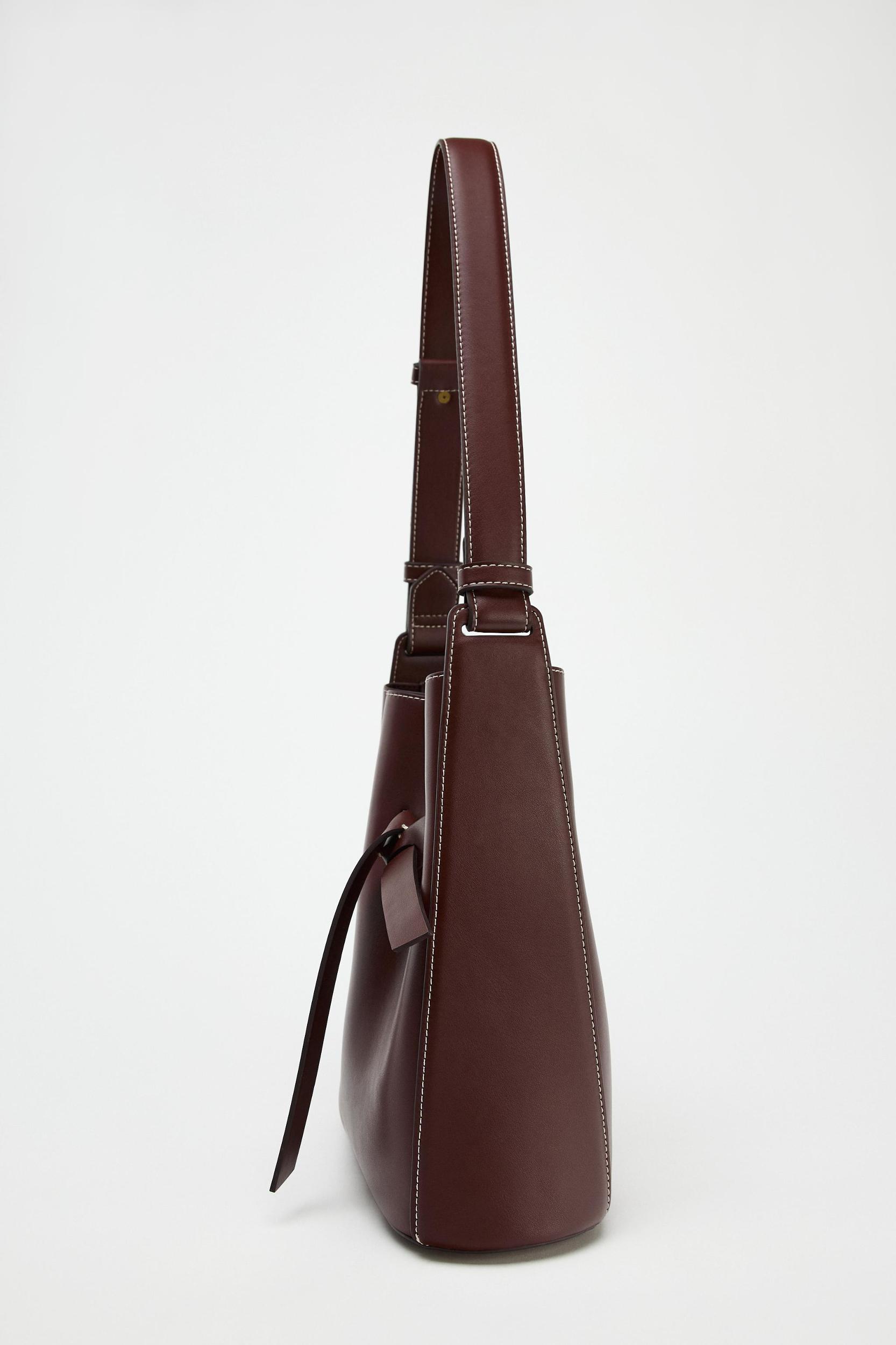 KNOTTED TOPSTITCHED BUCKET BAG Product Image