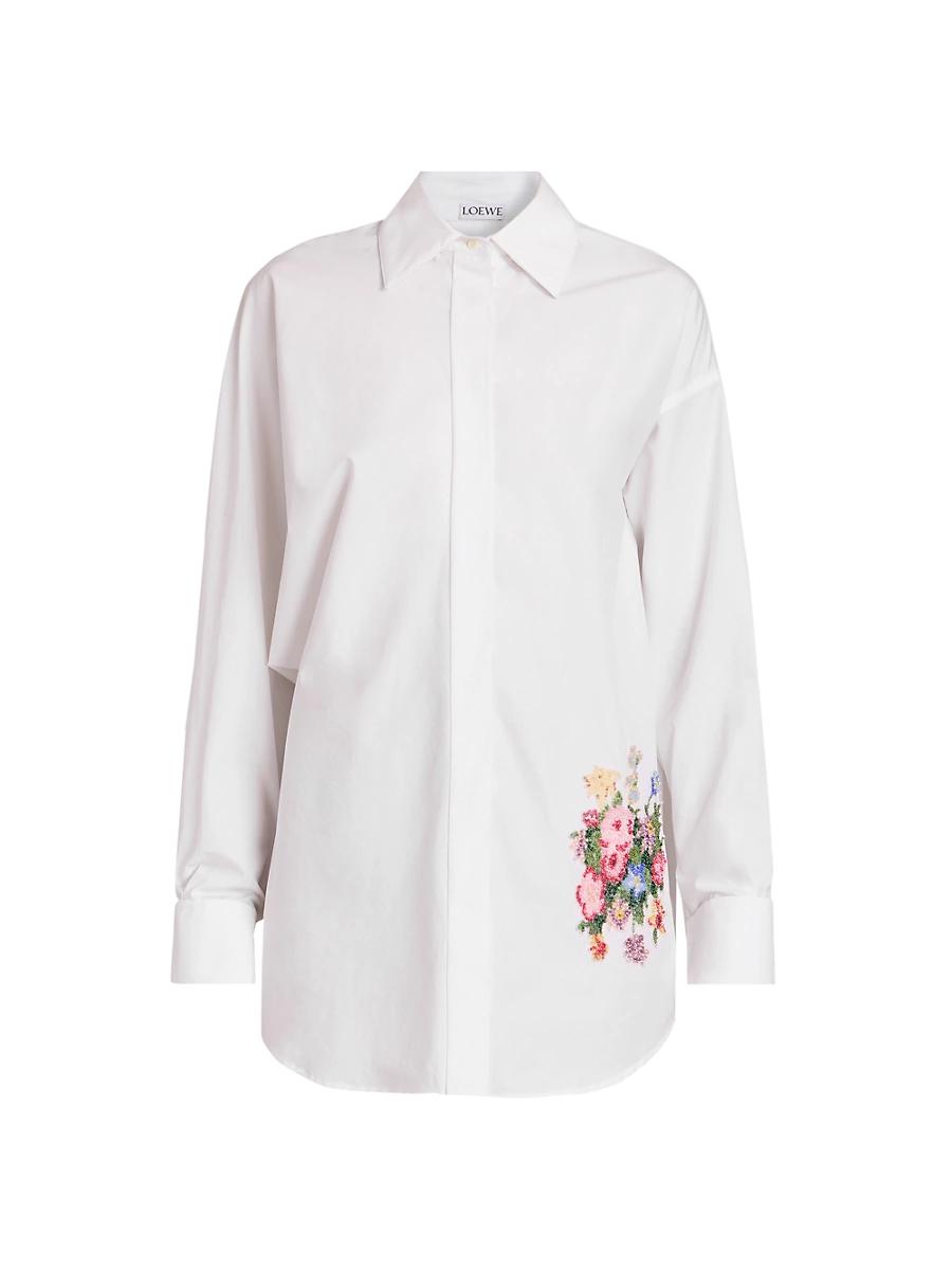 Womens Beaded Poplin Shirt Product Image