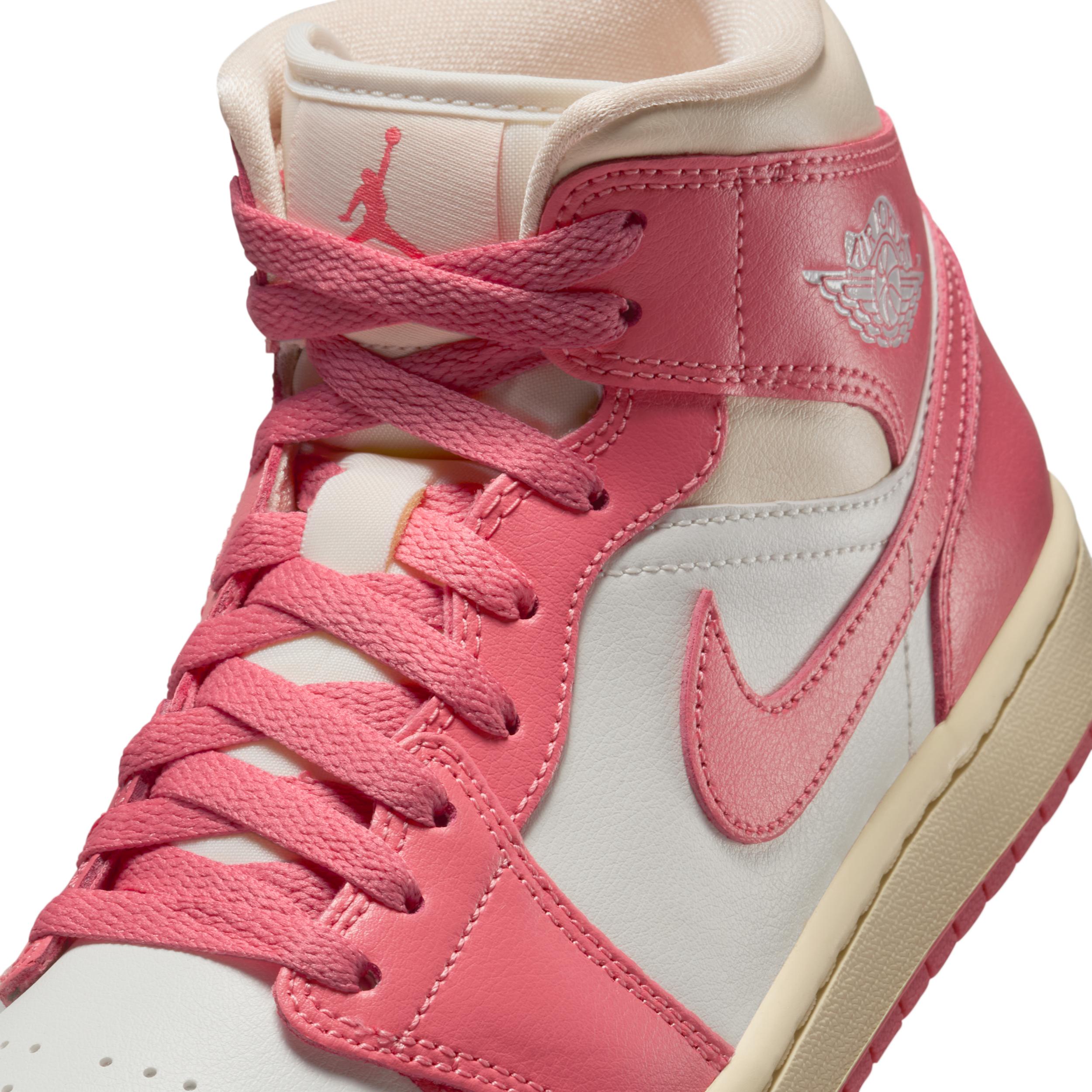Jordan Womens Jordan AJ 1 Mid - Womens Basketball Shoes Sail/Pink Product Image