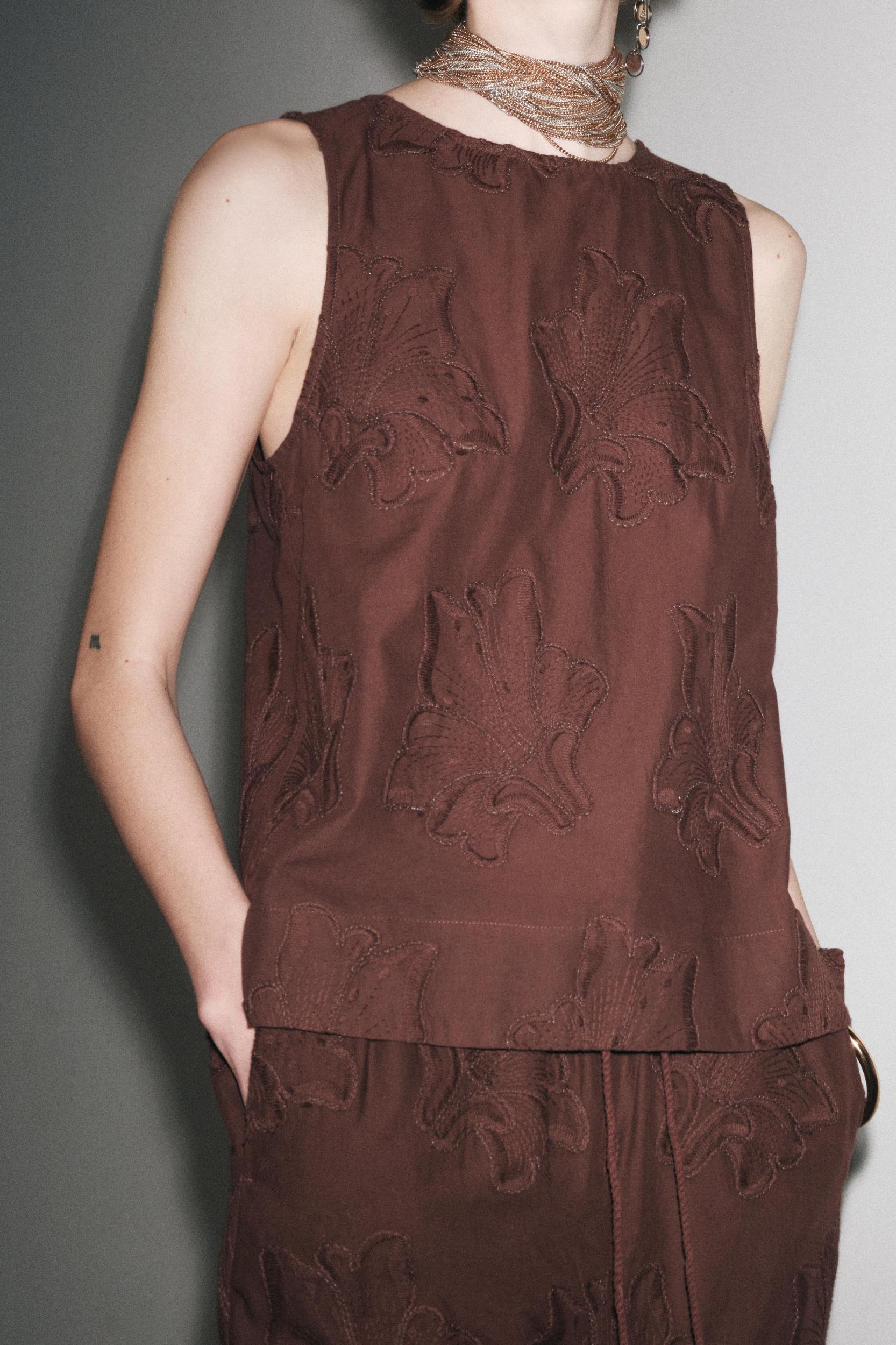 EMBROIDERED PAJAMA PANTS ZW COLLECTION Product Image