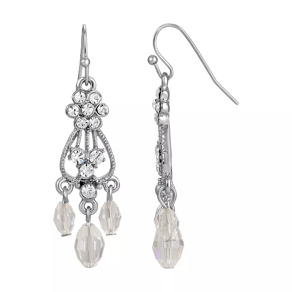 1928 Silver Tone Crystal Chandelier Drop Earrings, Womens, White Product Image