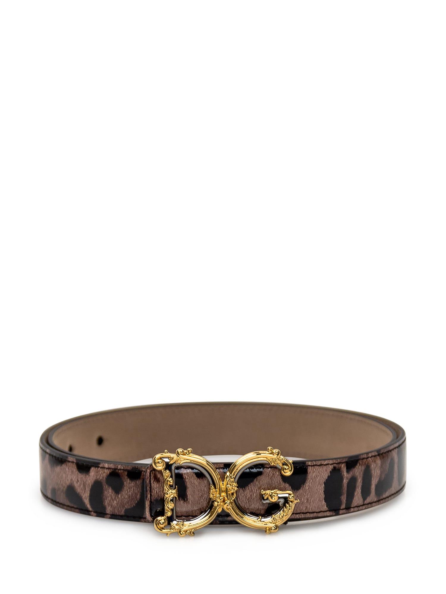 DOLCE & GABBANA Dg Leopard-print Patent Leather Belt In Multi Product Image
