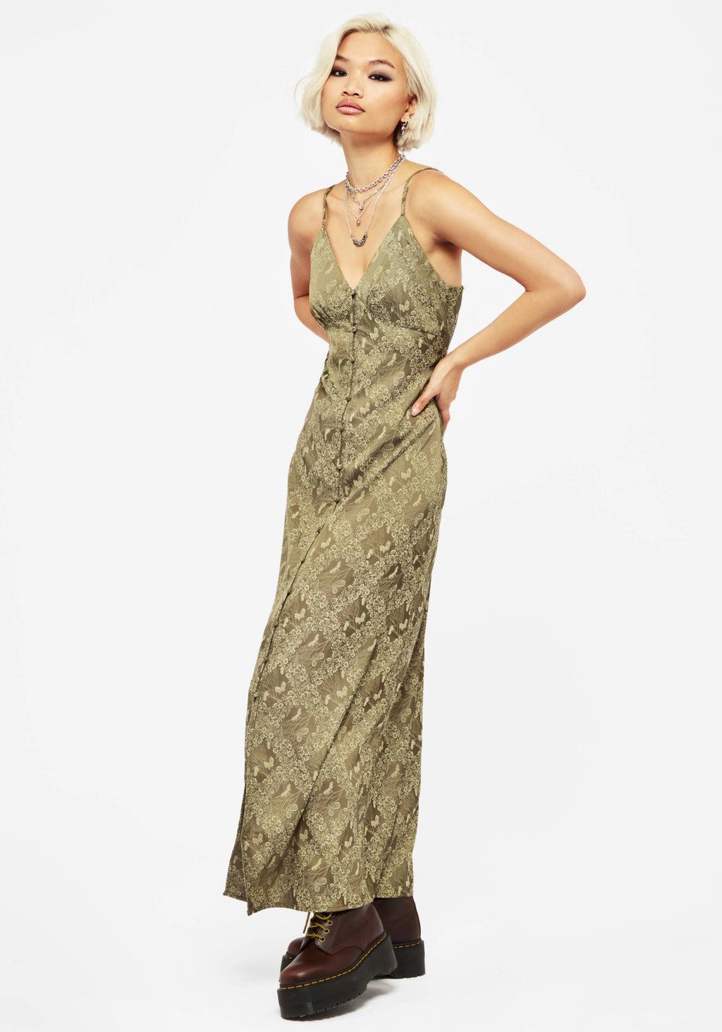 Yara Floral Print Button Up Maxi Slip Dress Product Image