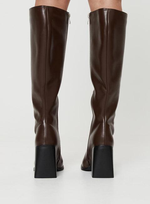 Renzo Knee High Boots Brown Product Image