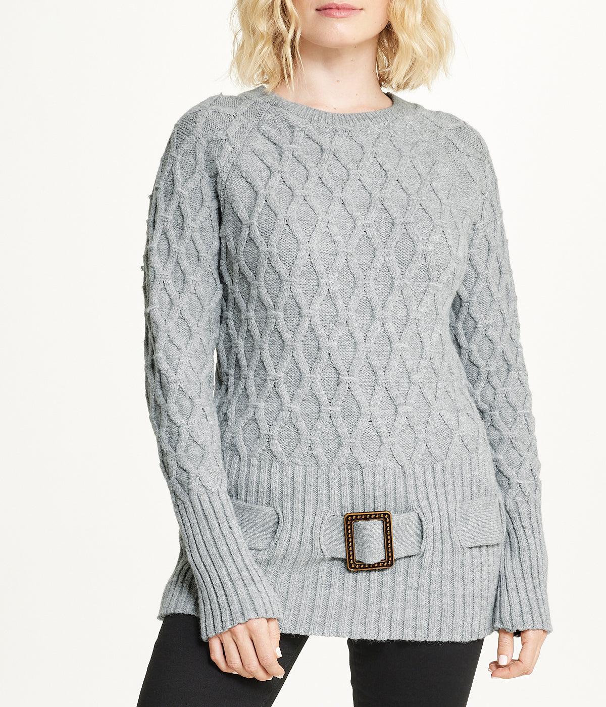 Diamond Belted Tunic Sweater Product Image