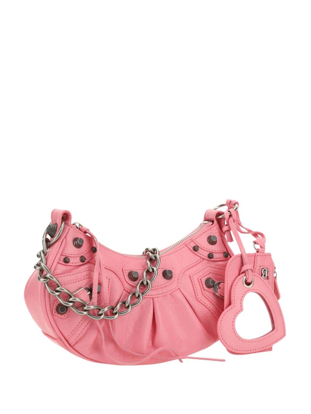 BALENCIAGA Women Pink Nappa Leather Le Cagole Xs Crossbody Bag Product Image