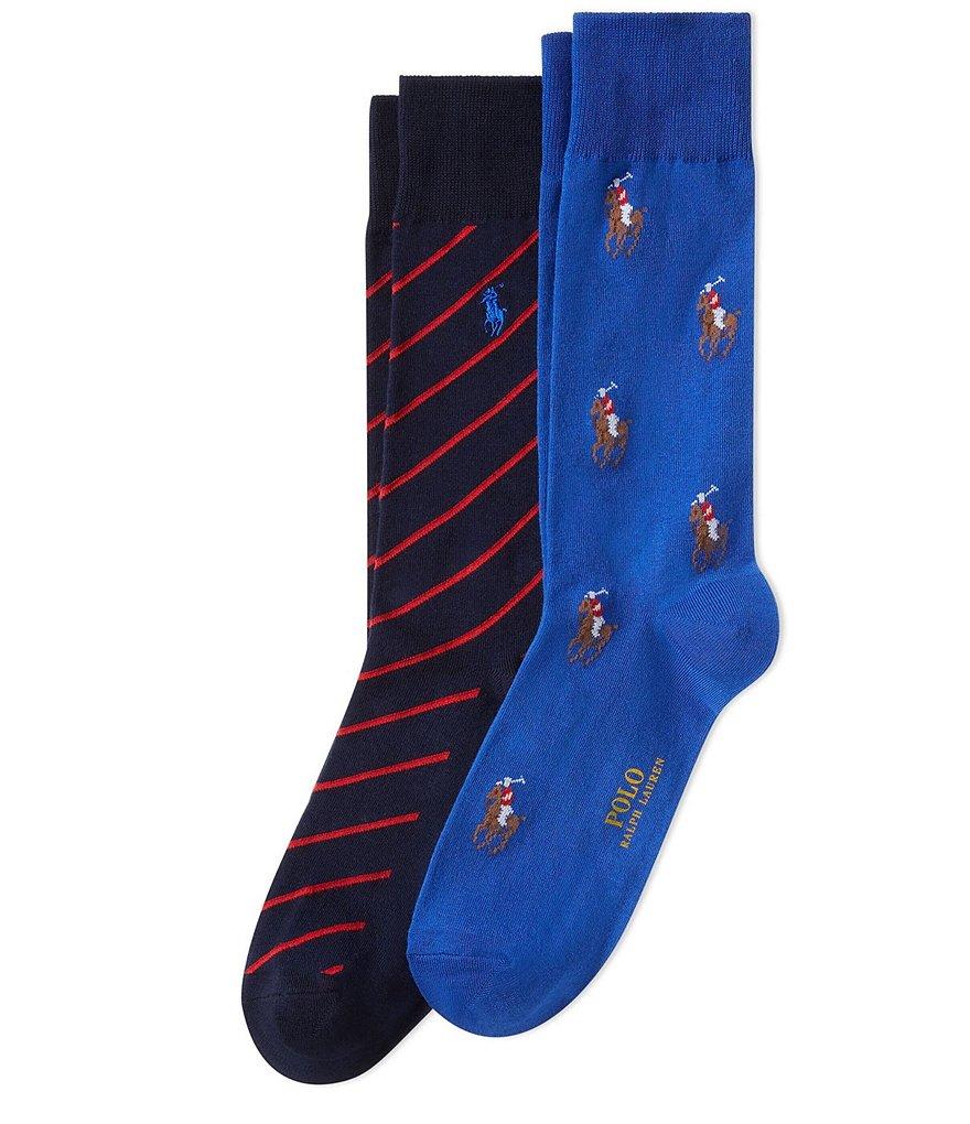 Polo Ralph Lauren Polo Player/Striped Dress Socks 2-Pack Product Image