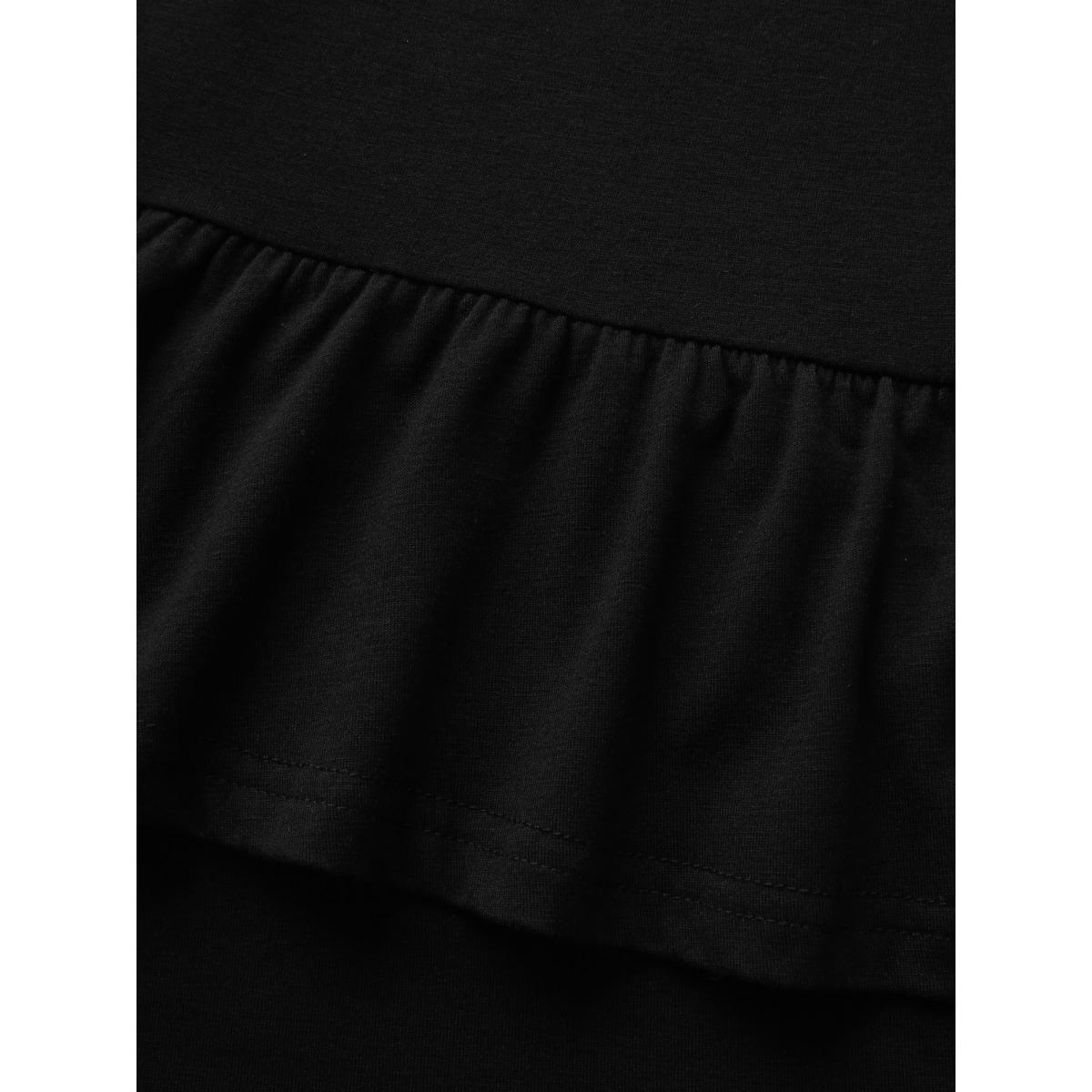 Plus Size Layered Ruffled Flare Hem Pants Women Black Romantic Bodycon Mid Rise Elegant Pants BloomChic 28/5X Product Image