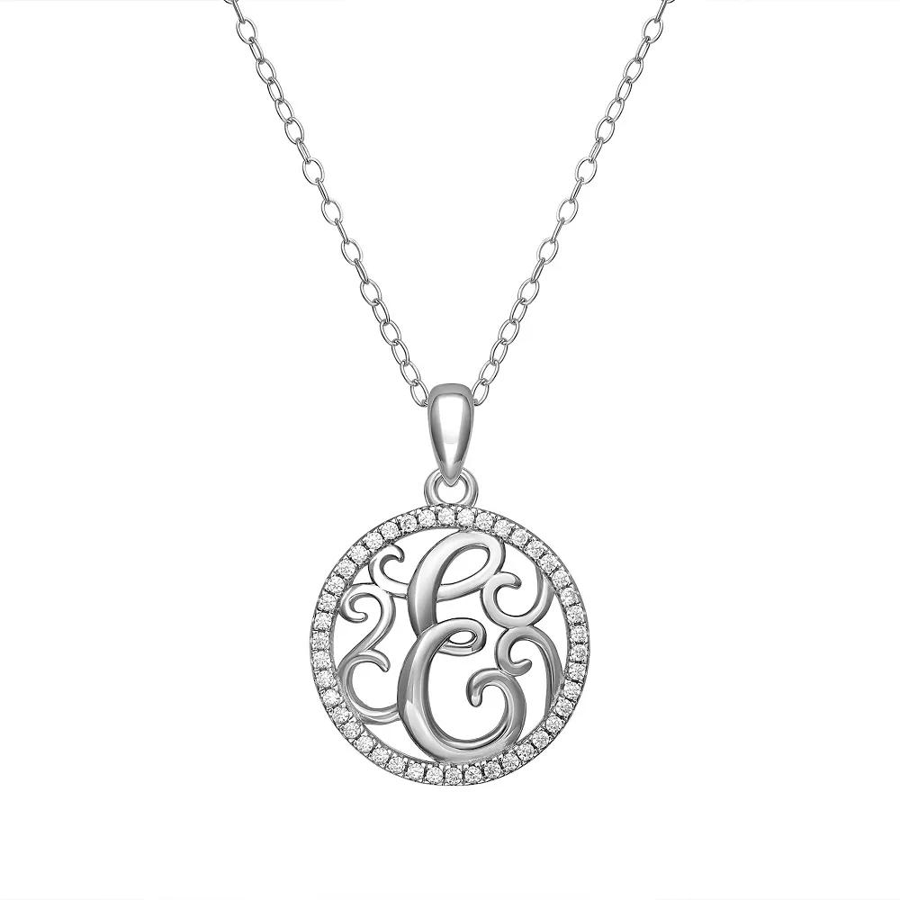 PRIMROSE Sterling Silver Cubic Zirconia Initial Pendant Necklace, Women's, Size: 18" Product Image