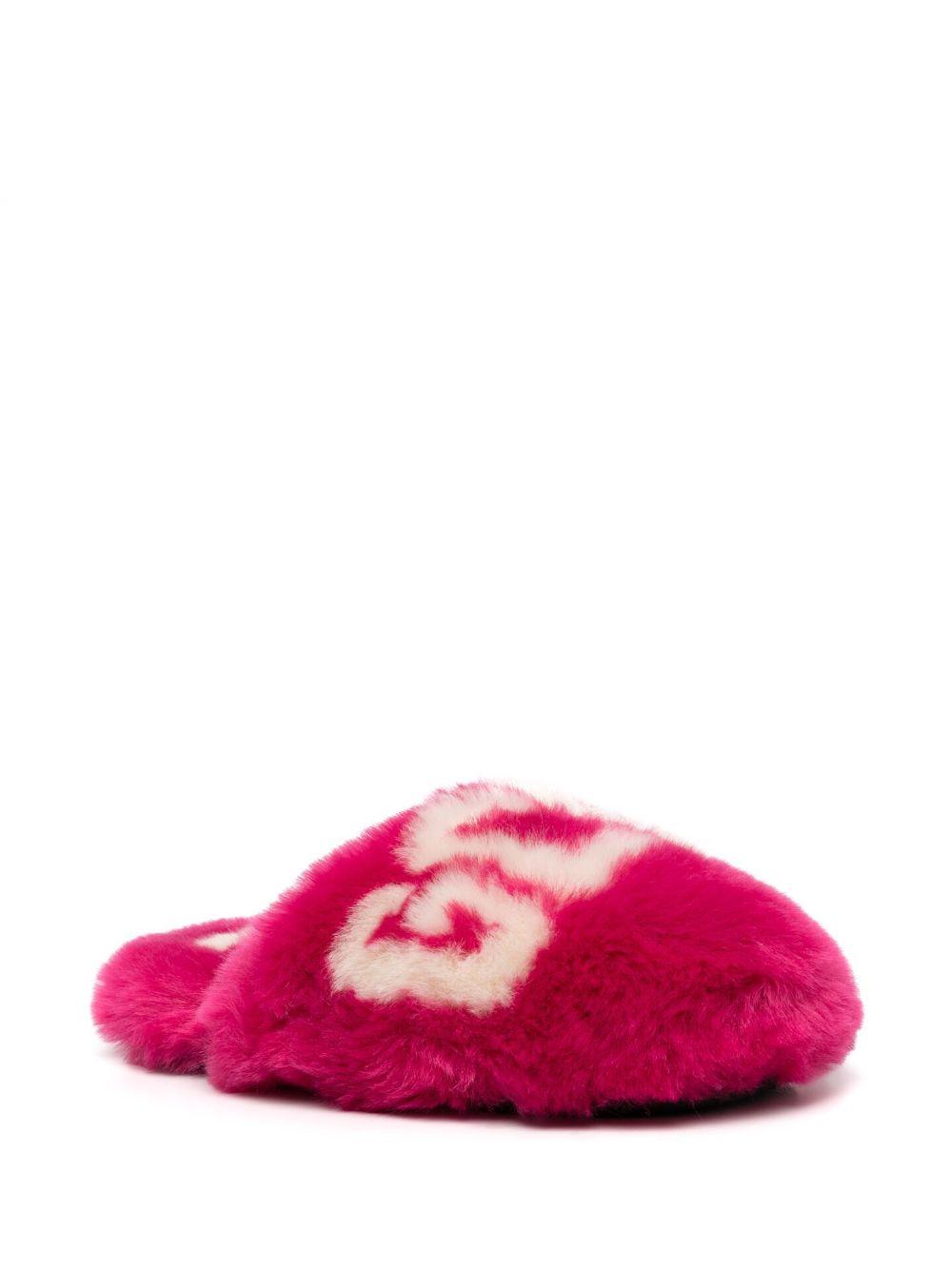logo print faux-fur slippers Product Image