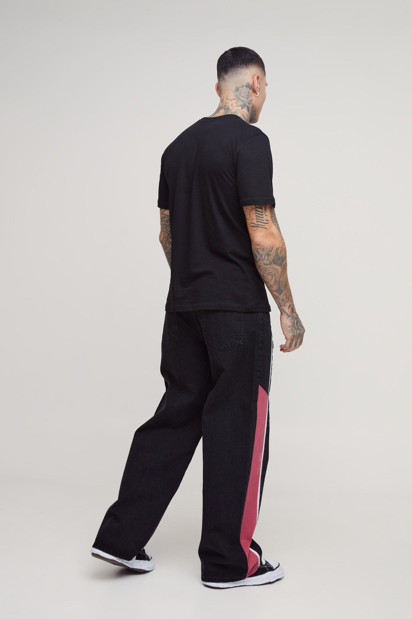 Tall Baggy Moto Panel Jeans | boohooMAN USA Product Image